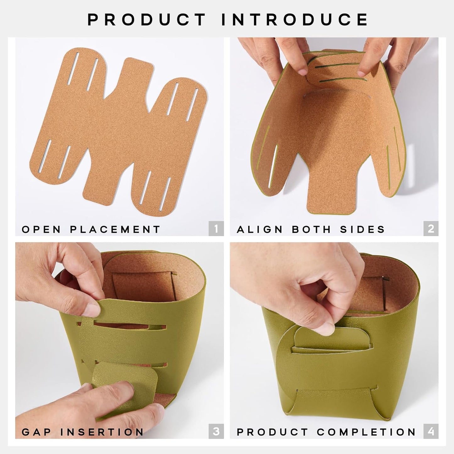 HOMIEAZICOZI 2-Pack Cork Leather Desk Accessories Storage - Pencil Pen Holder - Makeup Brush Holder Organizer - Stylish Addition to Home Decor (Olive Green)