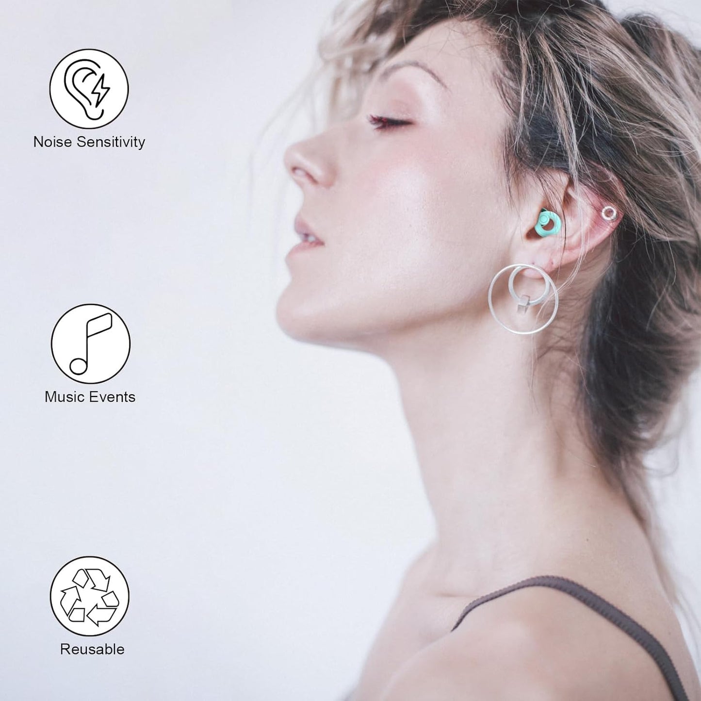 Ear Plugs for Noise Cancelling Ear Protection EarPlugs for Sleep,Concerts,Work,Study,8 Size Eartips with Small Box,Perfect -30dB Silicone Earplugs for Noise Reduction T-Blue