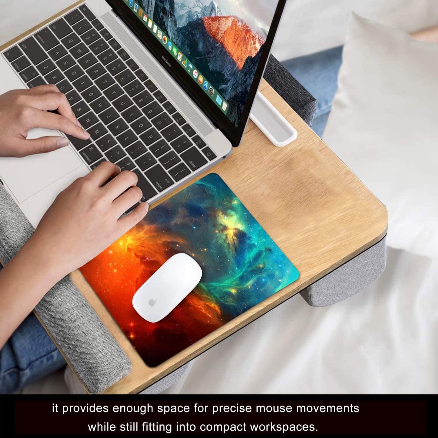 Galaxy Mouse pad, Orange and Cyan Nebula Mouse Pads Office Computer Mousepad, Non-Slip Washable Small Mouse mat 9.5 X 7.9 inch