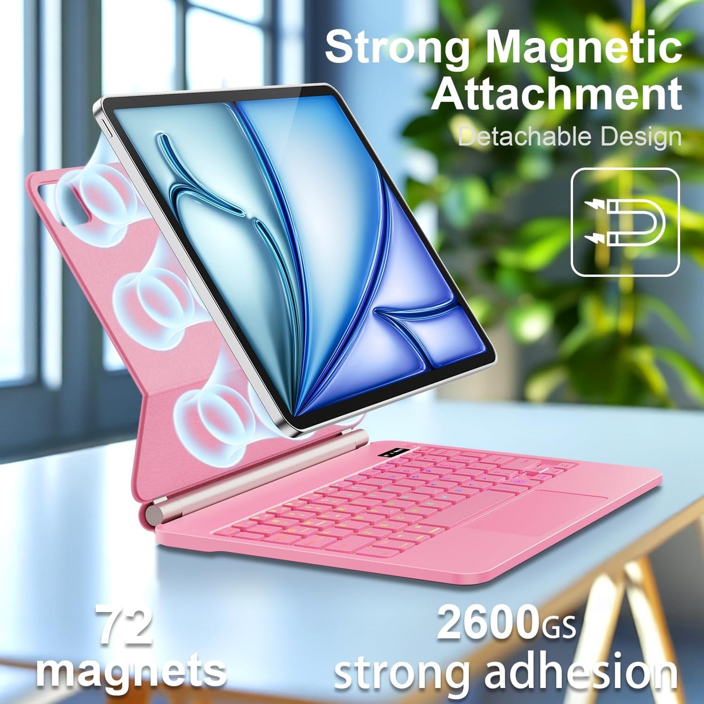 Keyboard Case for iPad Air 13 inch (M3 2025/M2, 2024),iPad Pro 12.9 inch (3/4/5/6th Gen),Magic-Style Magnetic – Floating Cantilever Stand – Backlit Keyboard Case with Multi-Touch Trackpad