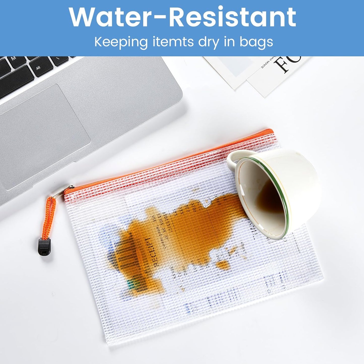 Sooez 24 Pack Mesh Zipper Pouch Bags with Label Pocket, A5 (9.4×6.8 in) Small Pencil Case Pouch for Organizing, Clear Plastic Pencil Pouches Bulk for School Supplies Storage, Money Envelopes for Cash