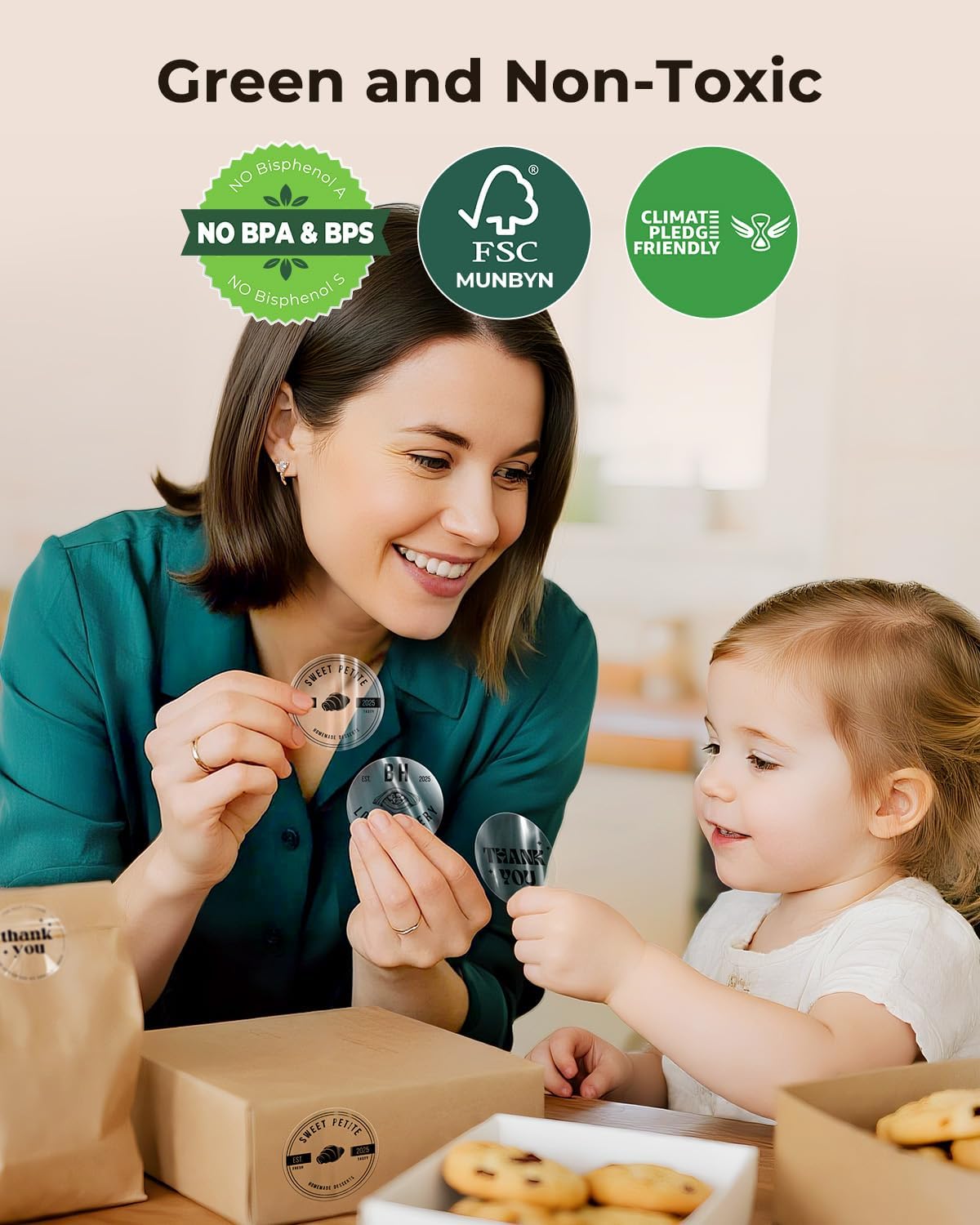 MUNBYN 2 Inch Transparent Round Thermal Label, Self-Adhesive Clear Waterproof Circle Sticker for Logo Design, Multipurpose Direct Thermal Labels, 500 Sheets/1 Roll