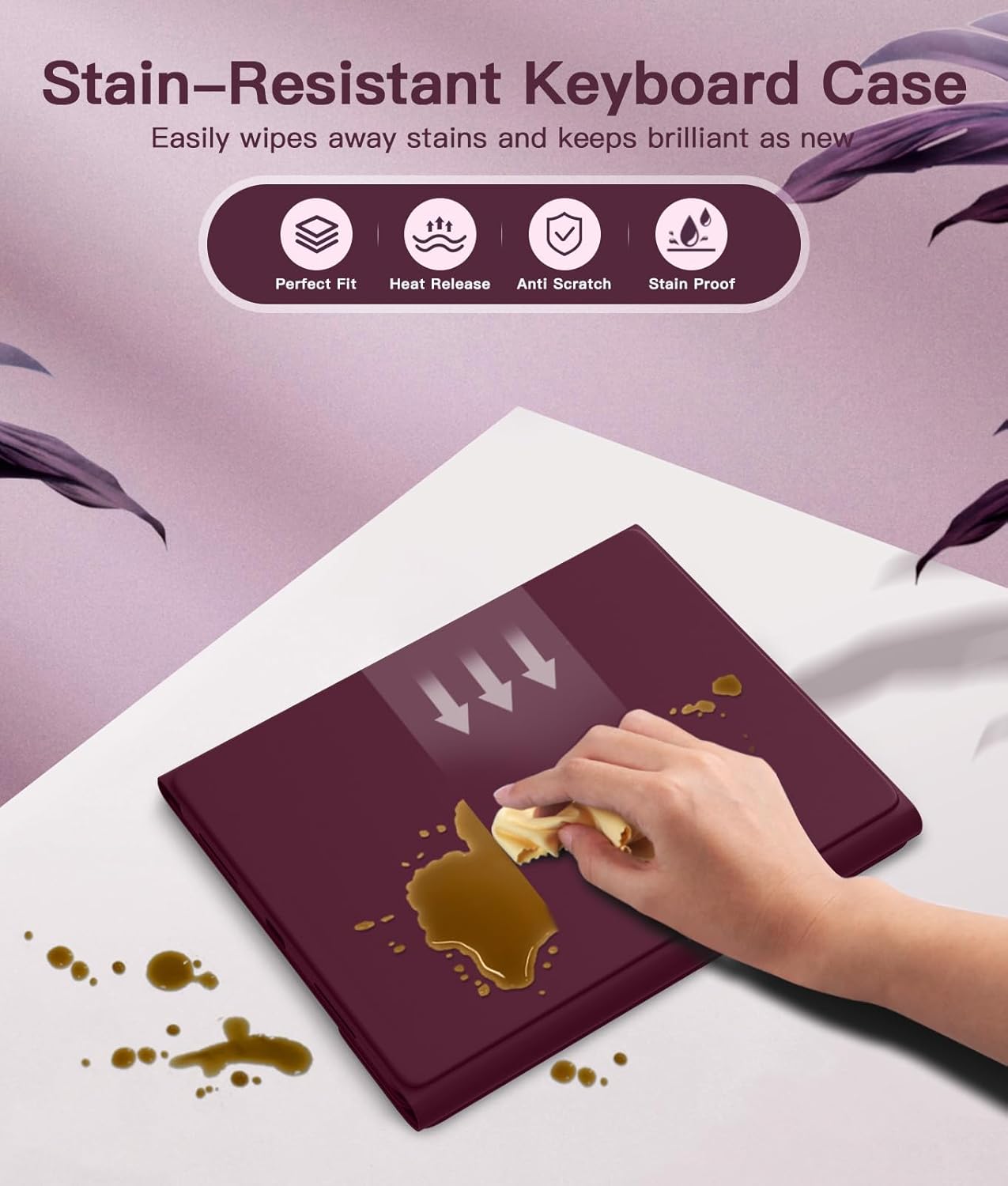 for iPad 10th Generation Case with Keyboard 10.9 Inch 2022/iPad (A16) 11th Gen 11 Inch 2025 - Magnetic Detachable Keyboard, Stain Proof Cover, Smart Folio Case with Pencil Holder - Burgundy