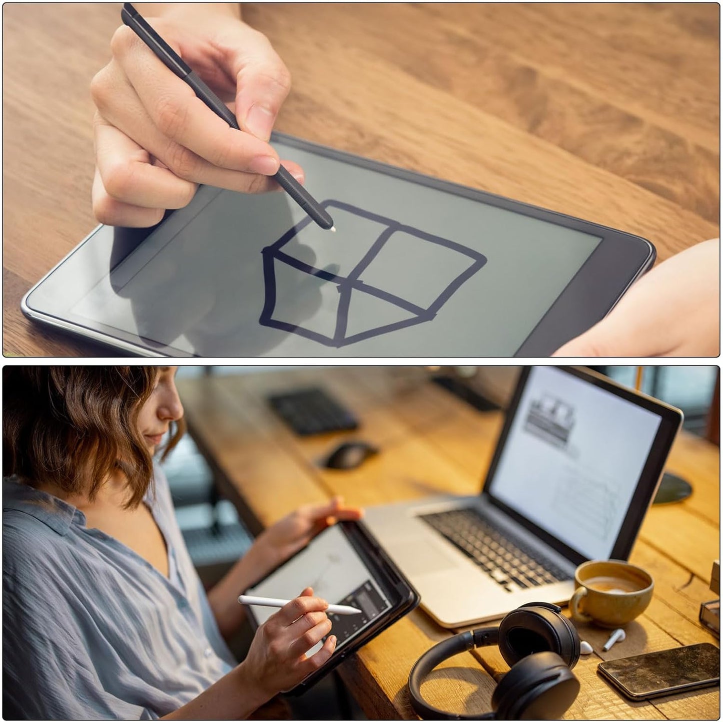 MECCANIXITY 2pcs Stylus Pens for Touch Screens Hexagon Crayon Stylus Pen Universal Capacitive Stylus for All Touch Screen Devices, 4.7" Pink