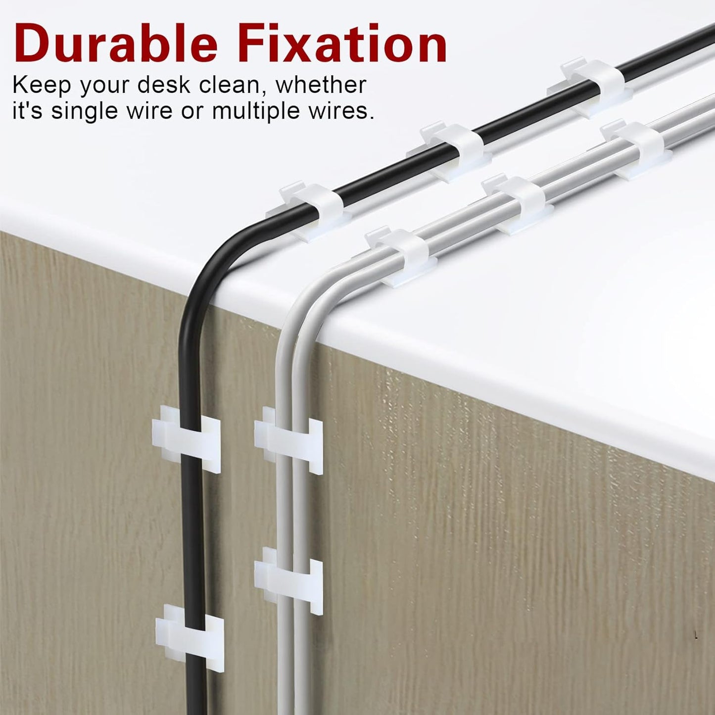 XHF 3/4” Adhesive Cable Wire Clips White 60pcs, Cable Staples Outdoor Cable Management Wire Organizer Cord Holder for Under Desk, Car, Wall, TV PC Ethernet Cable