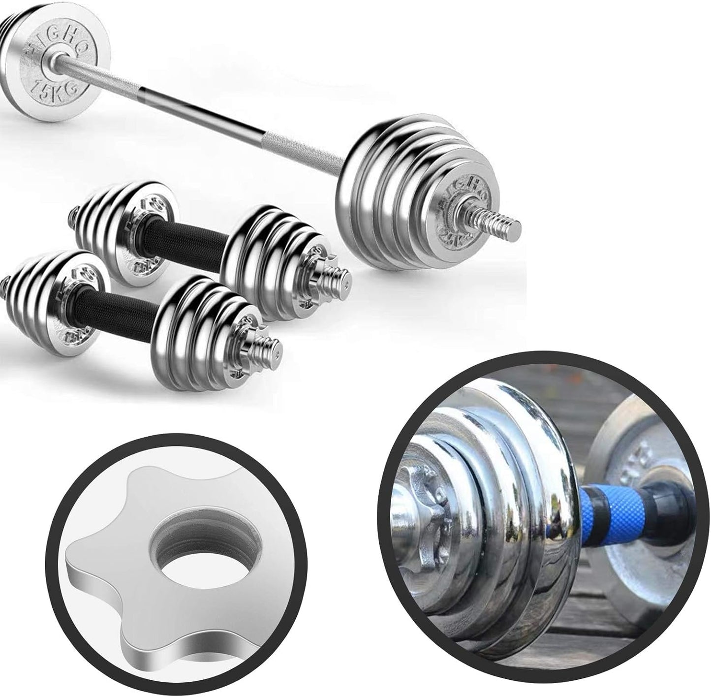 Lamoutor 2Pcs Anti-Slip Hex Nut Collar Screw for Barbell Dumbbell Weight Lifting