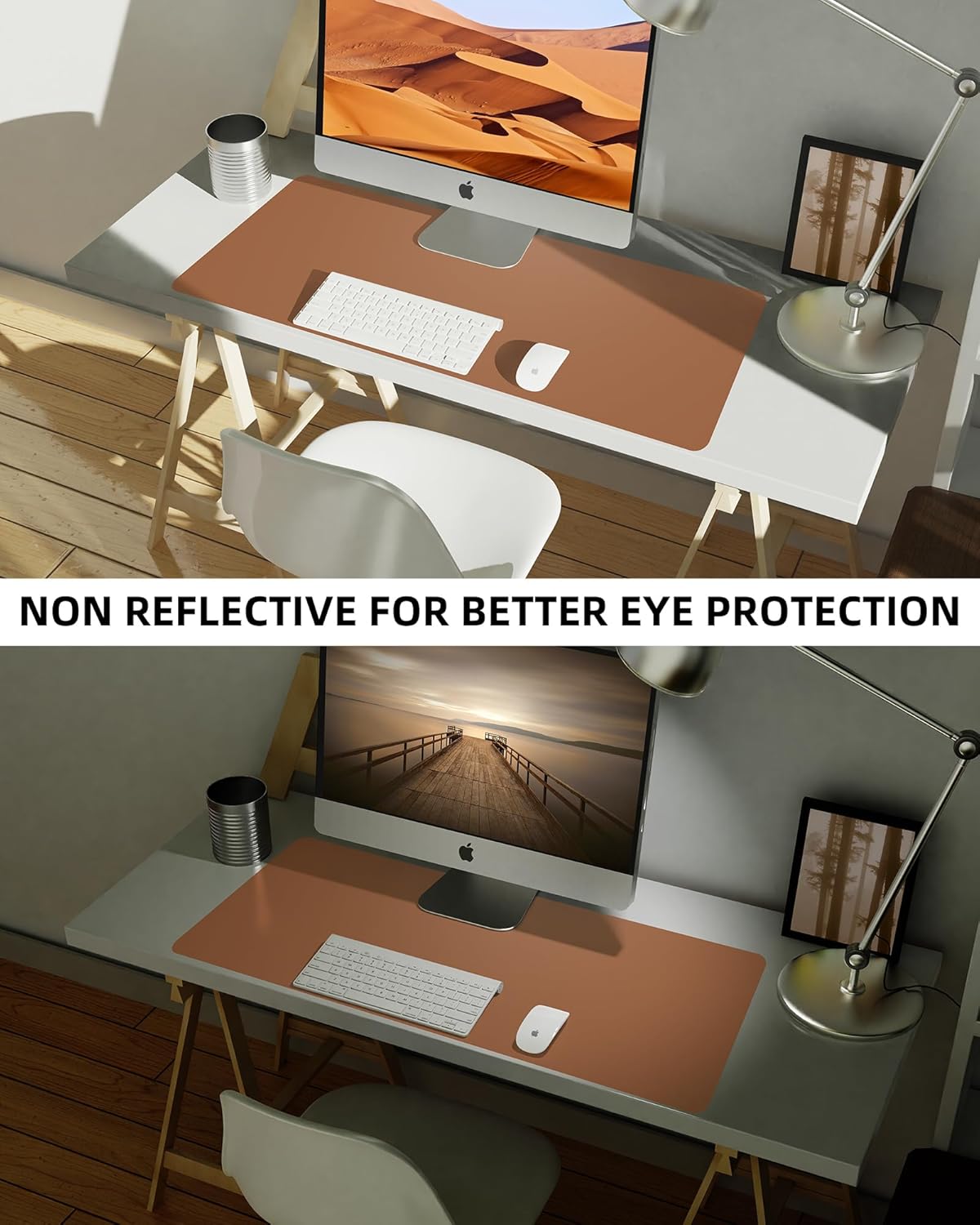 Non-Slip Desk Pad,Mouse Pad,Waterproof PU Leather Desk Protector,Ultra Thin Large Desk Blotter,Waterproof Keyboard mat for Office/Home/Decor(Brown 23.6" x 13")