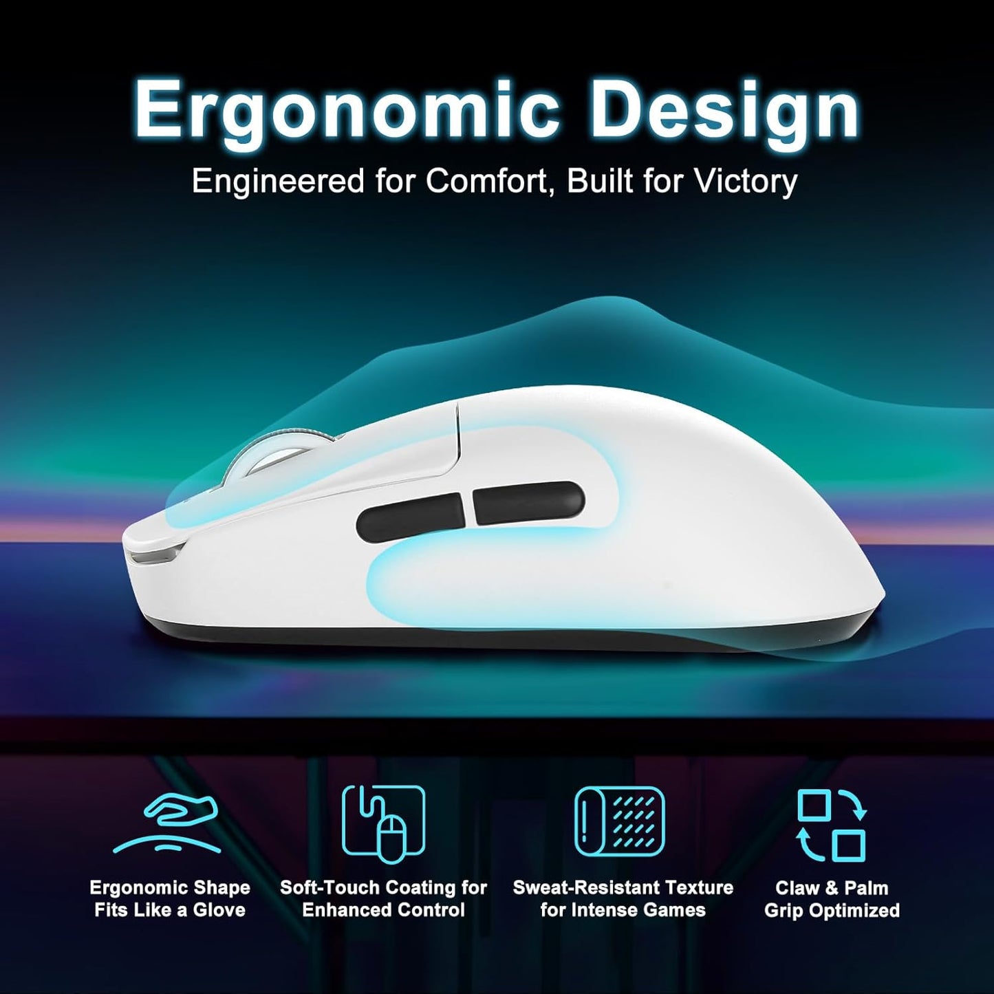 R1 SE+ Wireless Gaming Mouse, 18000 DPI, High-Precision PAW3395 SE Sensor,55g Lightweight,Three Connection Modes Mouse, Programmable Ergonomic Mice Suitable for Laptops/PC/Mac (White)