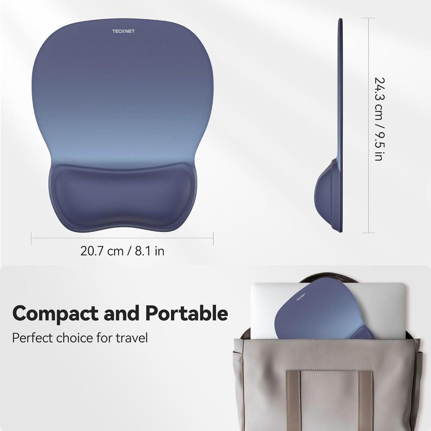 TECKNET Gel Mouse Pad with Wrist Rest, Ergonomic Office Mousepad with Wrist Support - Non-Slip & Smooth Surface Comfortable Desk Accessories Mat for Office, Gaming and Study - Gradient