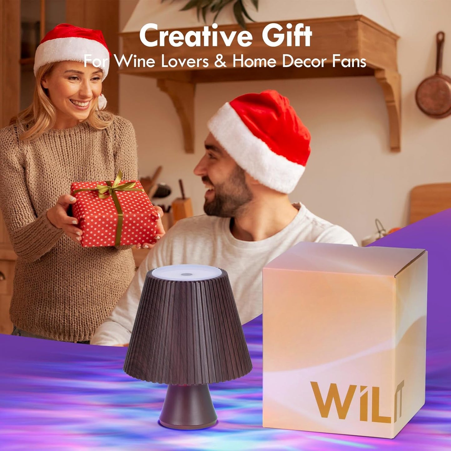 WILIT Wine Bottle Lights for Liquor Bottles, RGB Water Ripple Night Light Projector for Bedroom, Unique Home Decor Living Room, Birthday Gifts for Women, Wireless Bottle Lamp, Bar Accessories