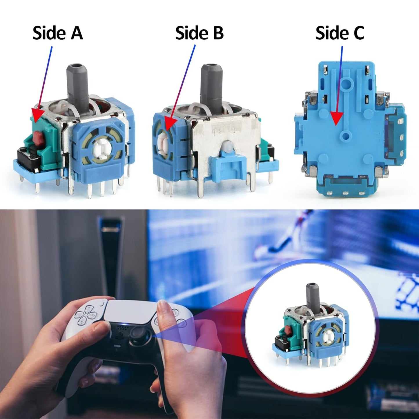 for 3D PS5 Joysticks Replacement for Sony PlayStation 5 PS5 Controller Joystick Replacement for PS5 Analog Stick Replacement for PS5 Thumbsticks Module Controller Replace Accessories (4PCS)