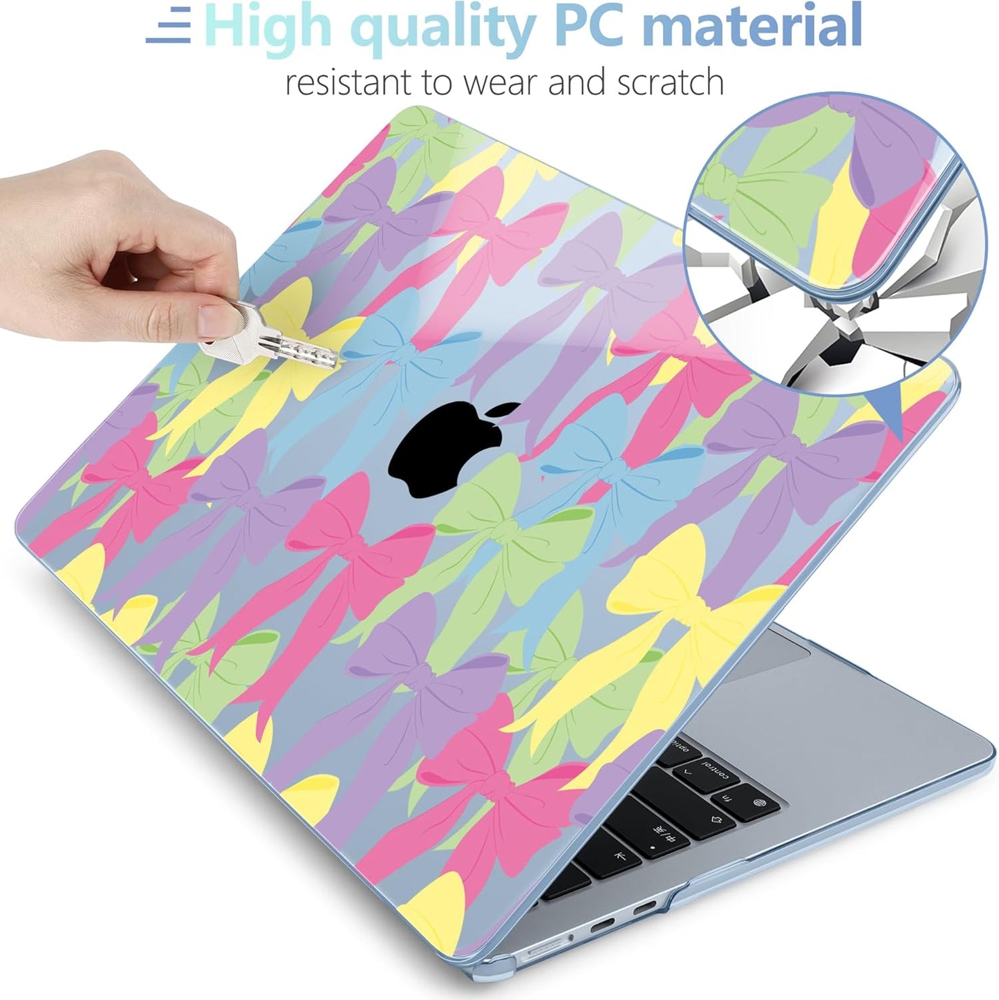 MEEgoodo Case for M4/M3/M2 MacBook Air 13.6 inch Case 2025 2024 2022, Fit Model A3240/A3113/A2681, Laptop Hard Shell with Keyboard Cover Compatible with MacBook Air 13 inch, Cute Colorful Bows