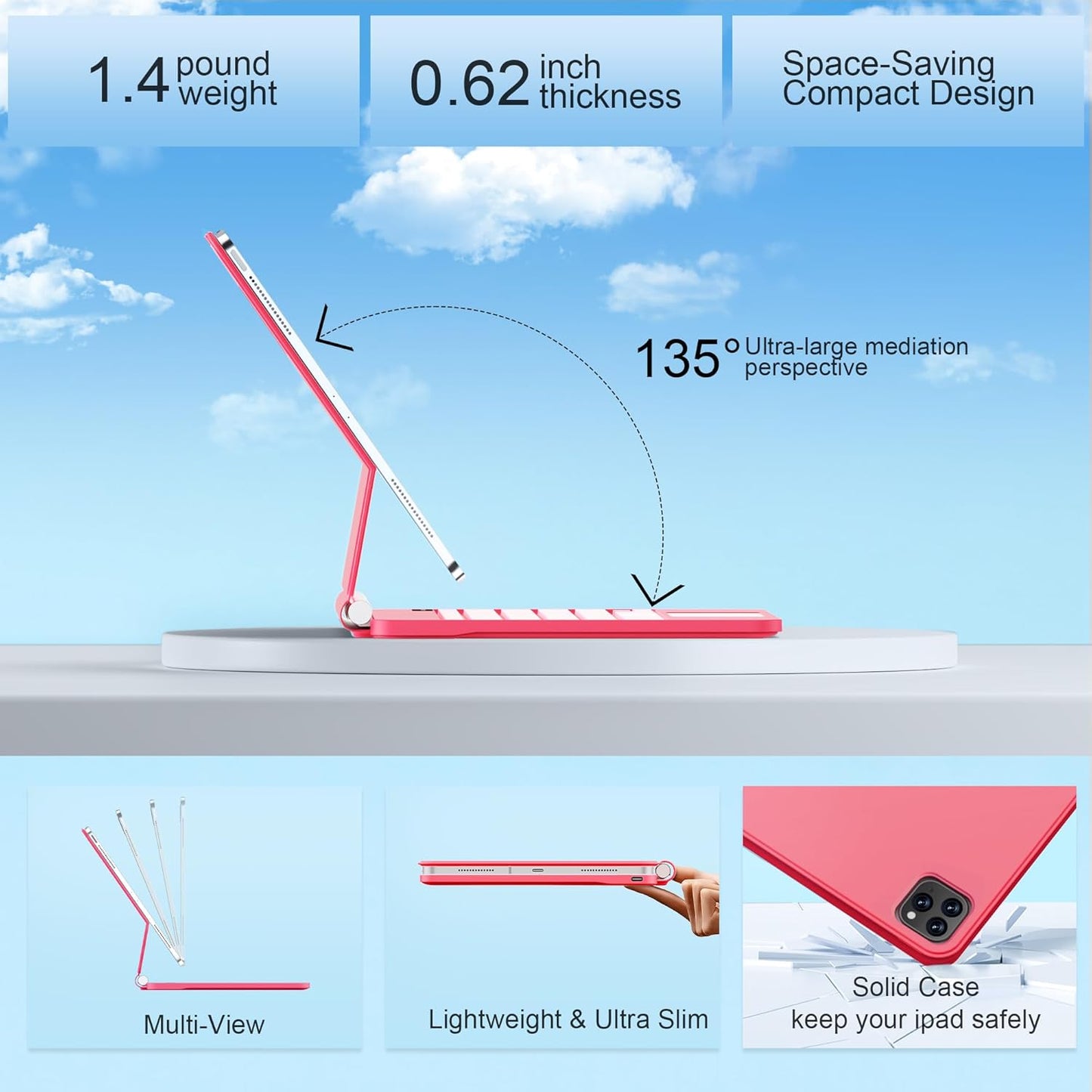 Keyboard Case for iPad Air 13 inch (M3 2025/M2, 2024),iPad Pro 12.9 inch (3/4/5/6th Gen),Magic-Style Magnetic – Floating Cantilever Stand – Backlit Keyboard Case with Multi-Touch Trackpad