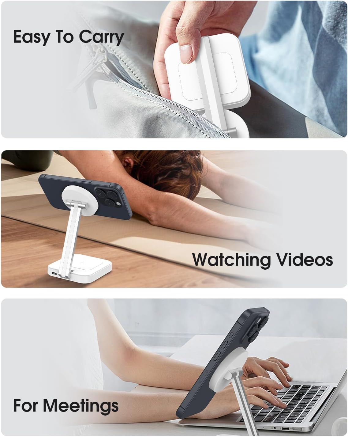 Wireless Charging Station for Magsafe Charger,Portable Wireless Charger for iPhone 16 15 14 13 12 Pro Max/AirPods Pro 4 3 2,Faster Magnetic Charger Stand,Foldable Travel Phone Holder Adjustable Angle