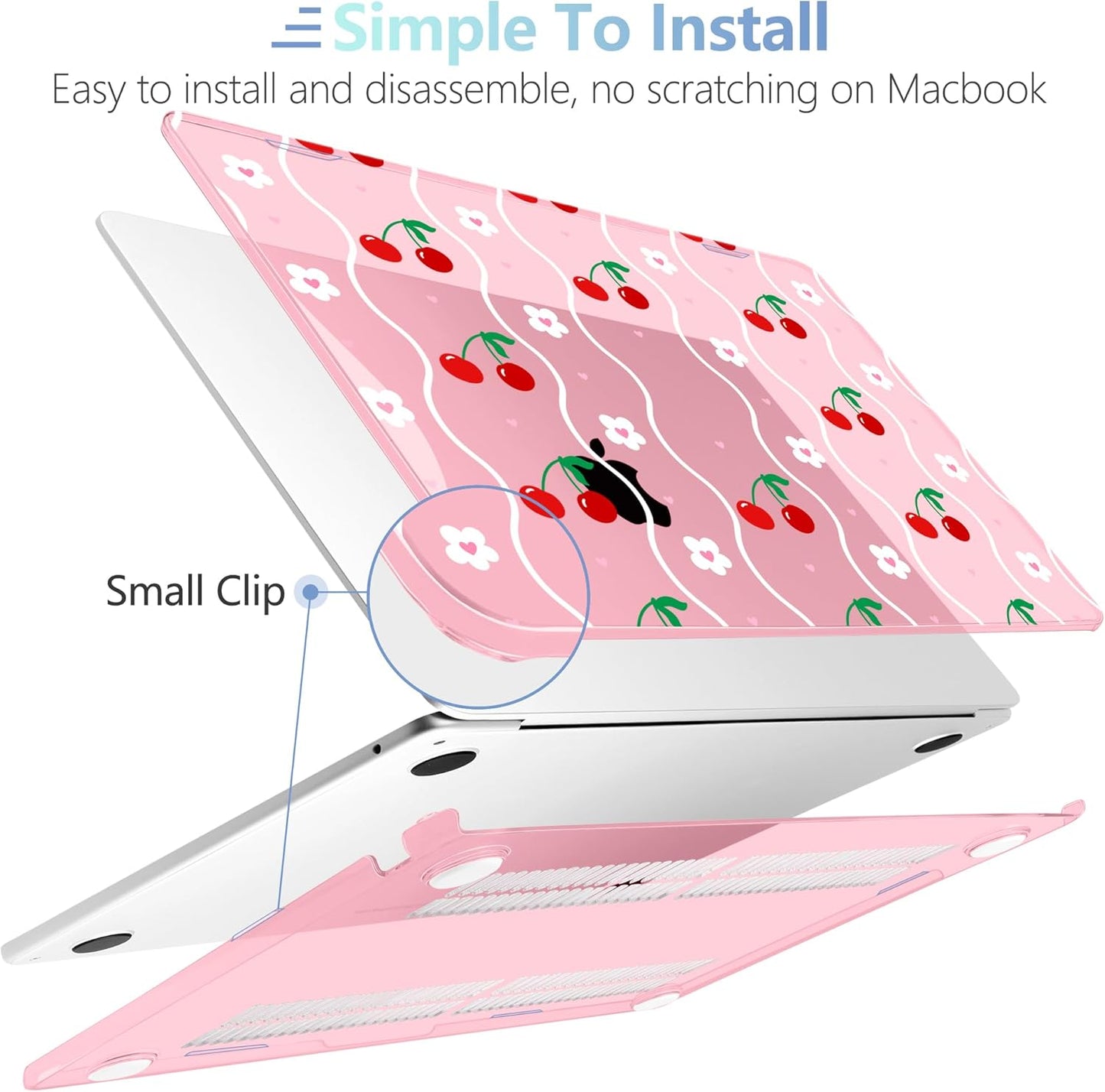 MEEgoodo Case for M4/M3/M2 MacBook Air 13.6 inch Case 2025 2024 2022, Fit Model A3240/A3113/A2681, Laptop Hard Shell with Keyboard Cover Compatible with MacBook Air 13 inch, Sweet Cherries
