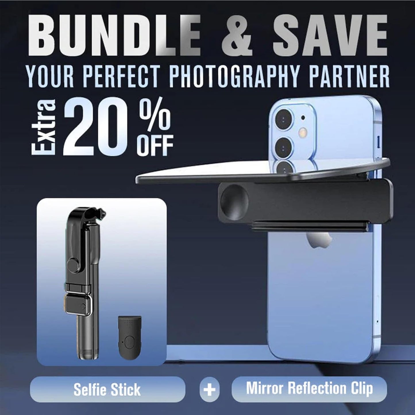 Mirror Effect Lens - Capture Stunning Reflections Instantly, Mirror for Phone to Use Back, Smartphone Camera Mirror Reflection Clip Kit, Reflection Mirror for Outdoor Travel Photography (White)