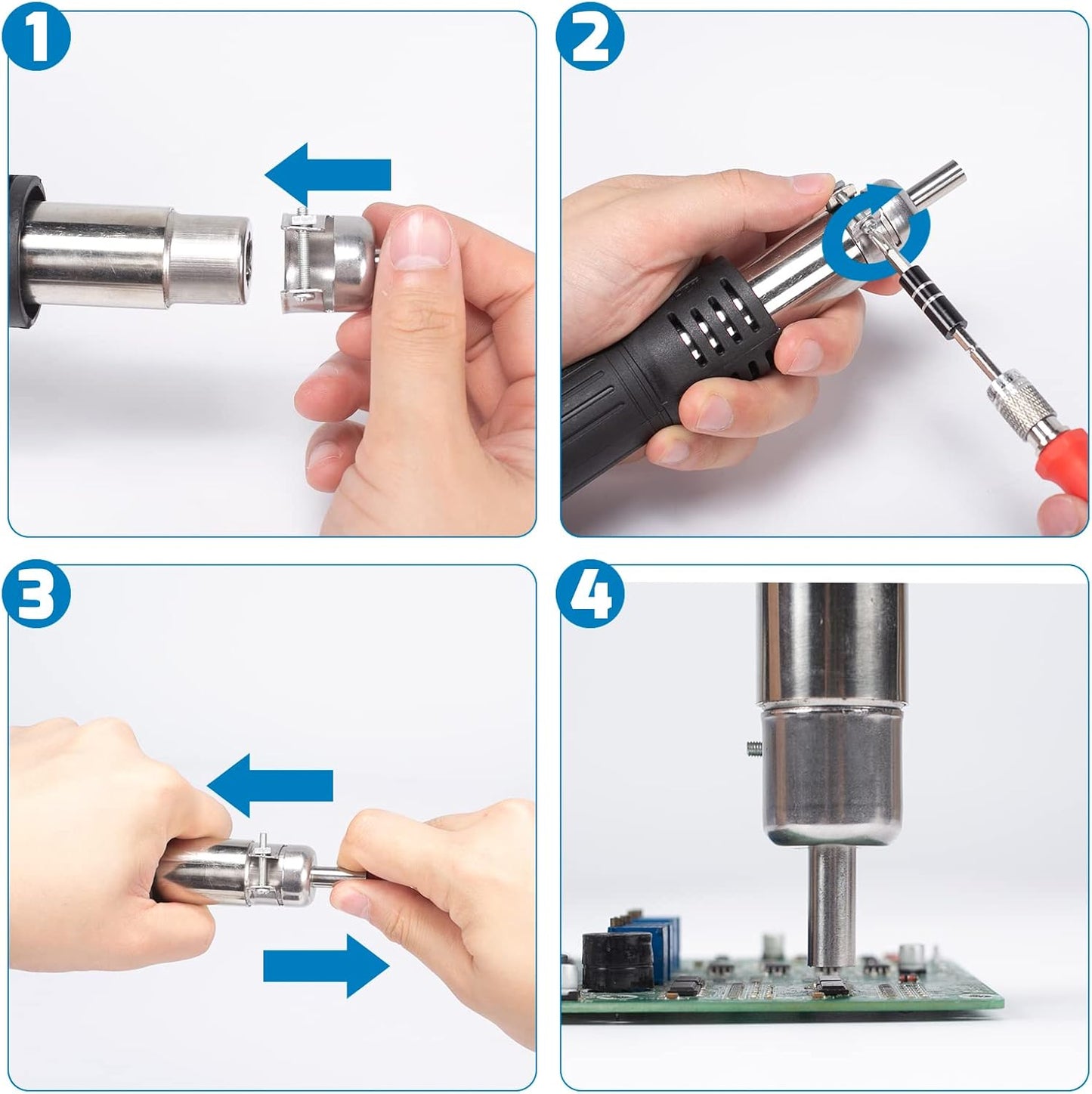 WEP 8858-V Hot Air Rework Station Kit with Compact Size, Integrated Nozzle Holder, 3 Nozzles, 2 Tweezers, Adjustable Temperature& Air Volume, PID Program, °C/°F Conversion and More