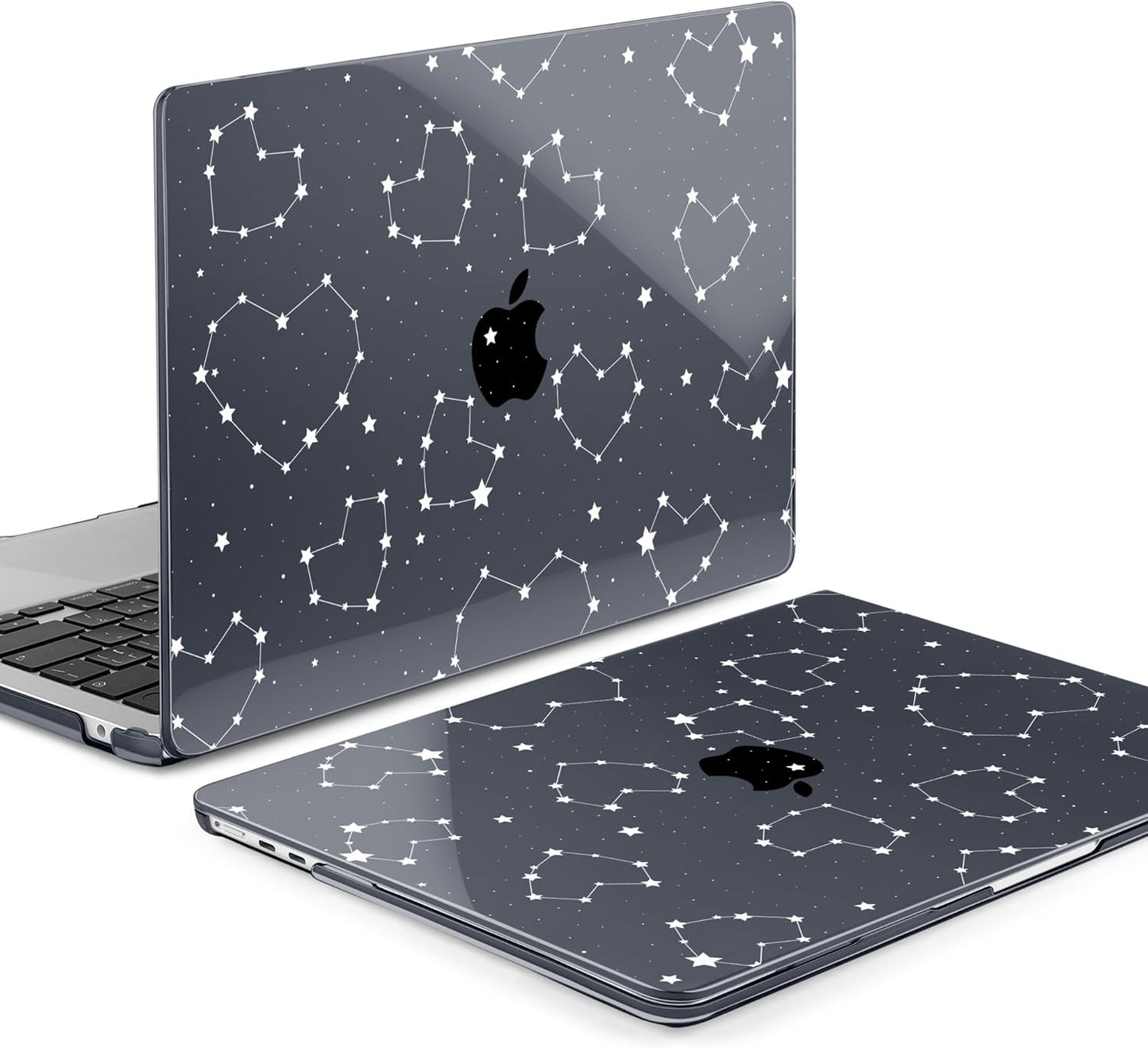 MEEgoodo Case for MacBook Air M4/M3/M2 13.6 inch 2025 2024 2022, Fit Model A3240 A3113 A2681, Compatible with MacBook Air 13 inch, Laptop Hard Shell Case with Keyboard Cover, Constellations & Hearts