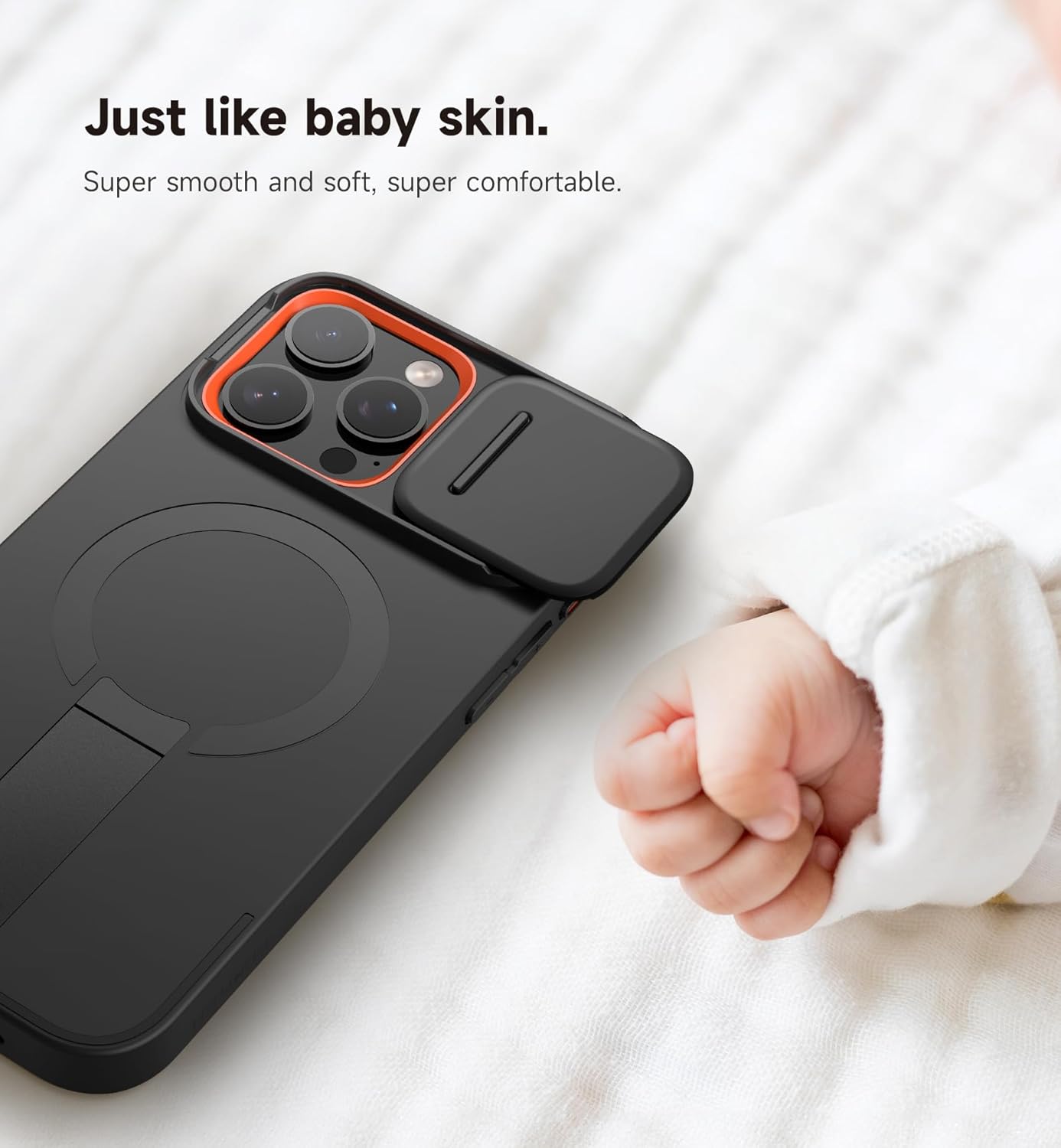 SURITCH for iPhone 16 Pro Max Case with Magnetic Camera Slide Cover and Adjustable Kickstand, Compatible with MagSafe, Shockproof Bumper Case Slim Protective Cover 6.9 Inch, Black