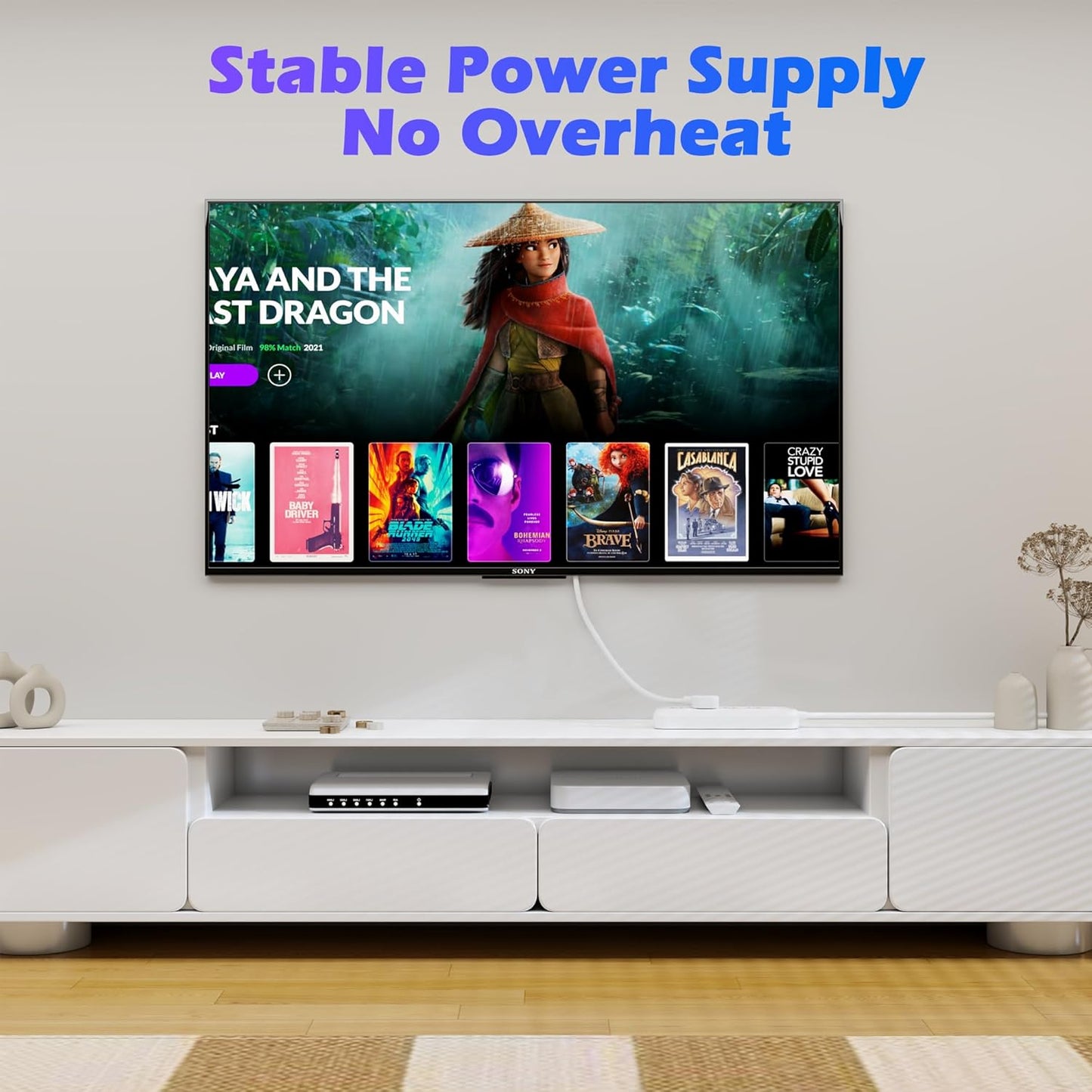 Adoreen 6 Ft Computer TV Replacement Power Cord White, Low Profile Flat Plug 18AWG 3-Prong AC Universal Power Supply Cable NEMA 5-15P to IEC 320 C13 for Printer, PC, Monitor TV LCD, ETL+Ties