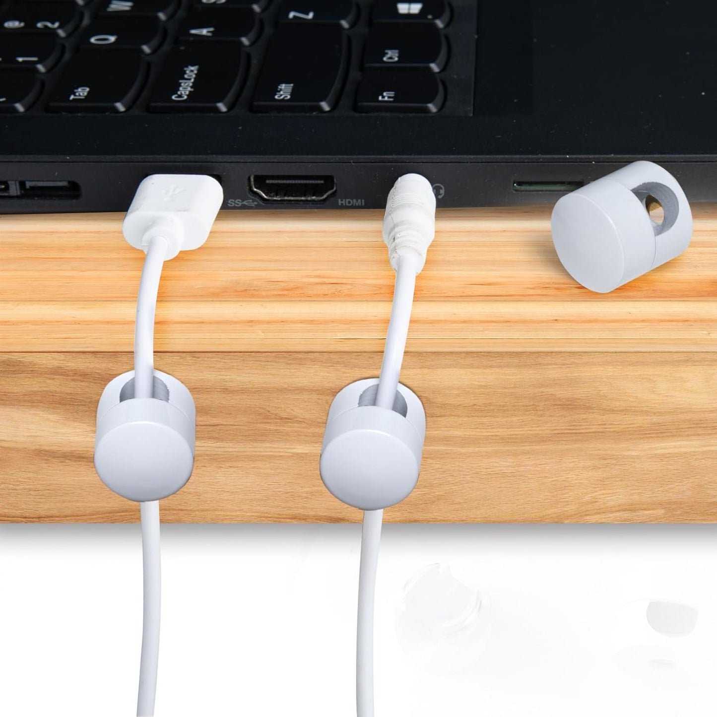 2 Sets Charger Holders for Cords, White Adjustable Cable Anchor Holders, Adhesive Metal Cord Clips, Cable Management Wire Organizers for Desk, Office, Nightstand