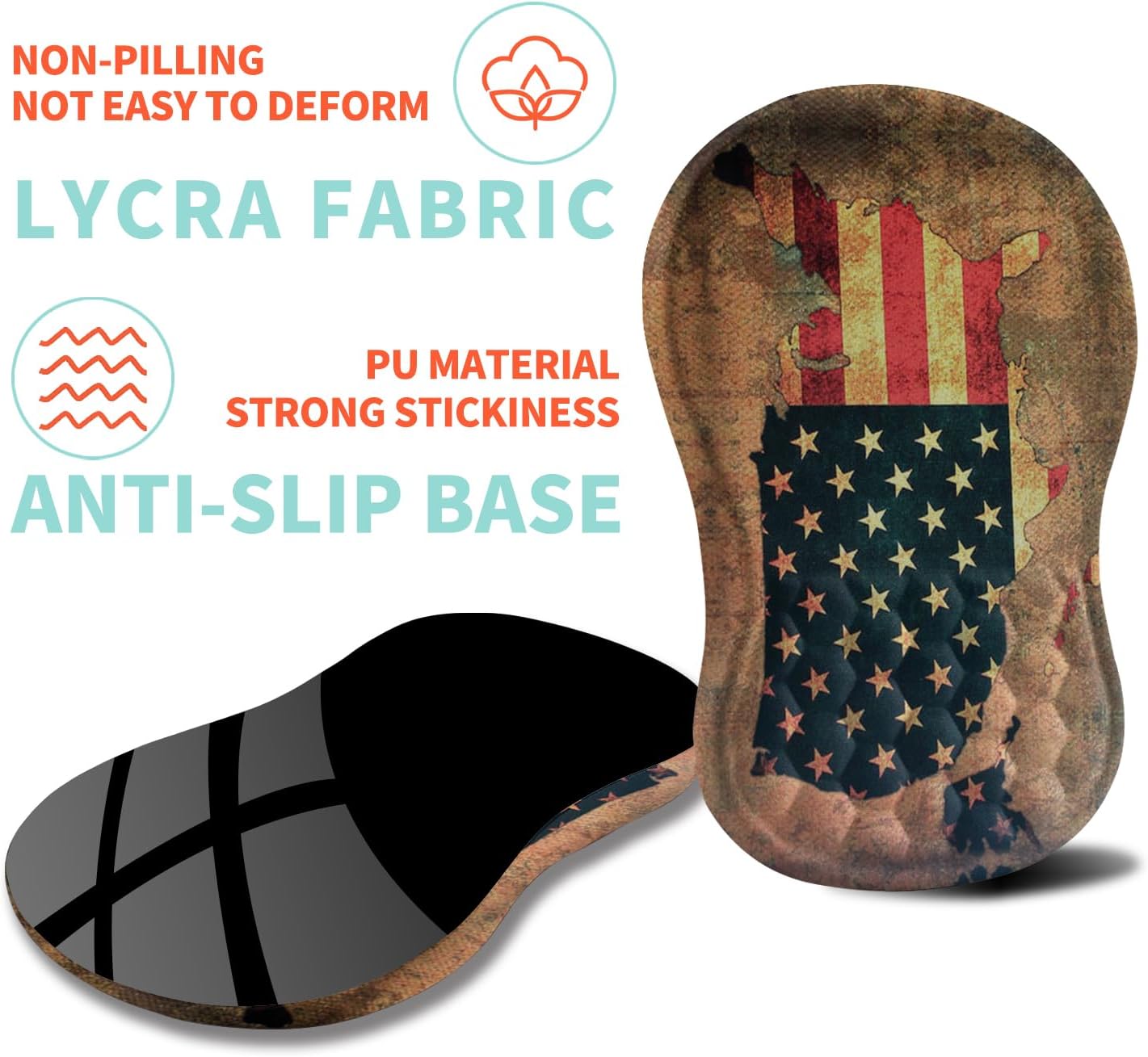 Ergonomic Mouse Pad Wrist Support with Memory Foam Massage Bulge, Carpal Tunnel Pain Relief Mousepad Wrist Rest for Mouse(12x8 inch, USA Flag Map)