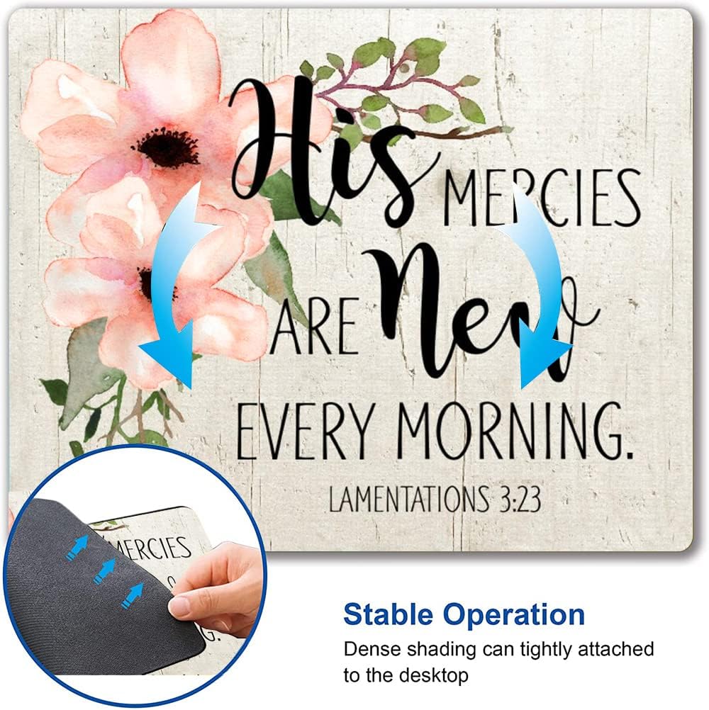 Hokafenle Square Mouse Pad, Inspirational Quote Mouse Pad with Floral Design, Motivational Mouse Mat Waterproof Mousepad Non-Slip Rubber Base Mouse Pads for Office Laptop