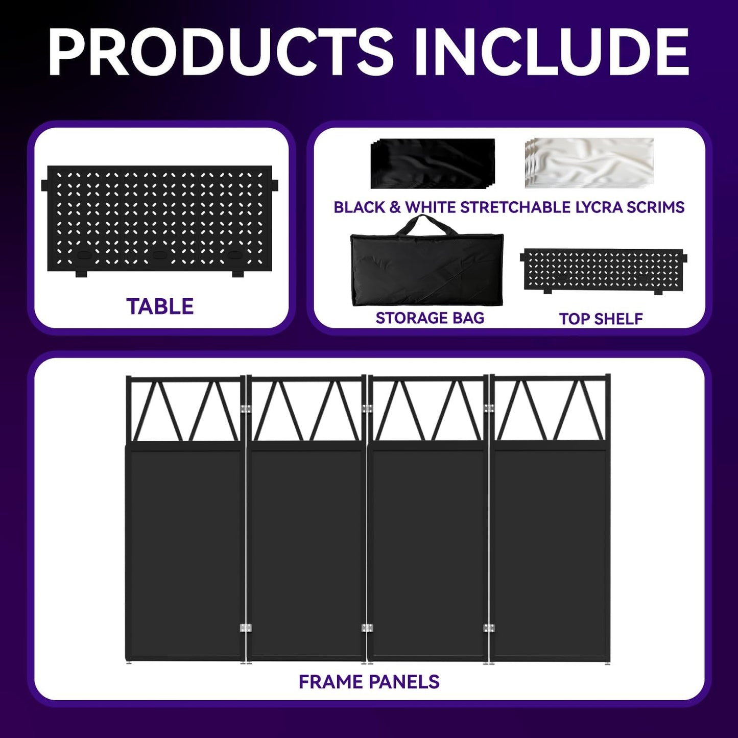 Portable DJ Booth Table,Foldable DJ Table Stand Portable with White & Black Scrim,Adjustable DJ Facade Table Station Metal Frame DJ Table with Cable Hole for Private Events, Clubs, Bars (Upgrade)