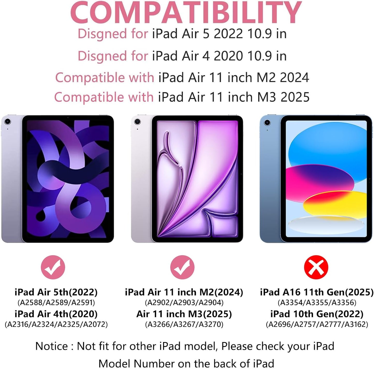 Keyboard Case for iPad Air 11-inch M3/M2/Air 5th/ 4th Generation- Detachable Bluetooth Keyboard Case with Pencil Holder - Flip Stand Cover for iPad Air 11"(2025&2024) /Air 5 2022/Air 4 2020/Pro 11 1st