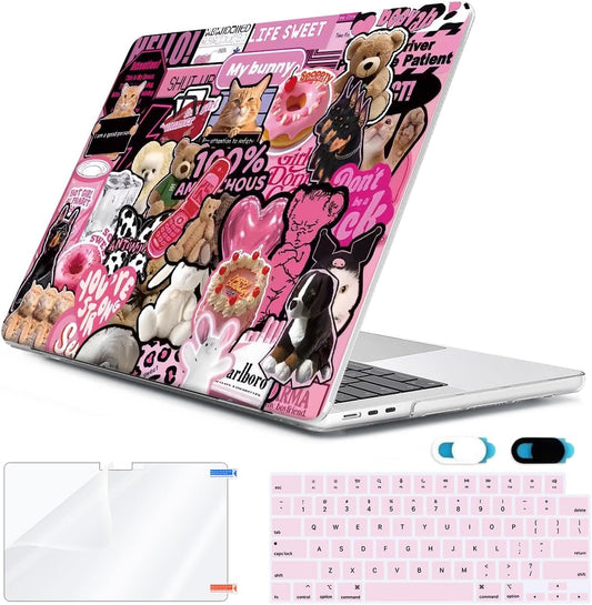 for 2025 2024 2023 2022 MacBook Air 13 inch Case M4 A3240 M3 A3113 M2 A2681 with Touch ID& 13.6" Liquid Retina Display, Plastic Hard Shell&Keyboard Cover&Screen Film&Webcam Cover, Puzzle