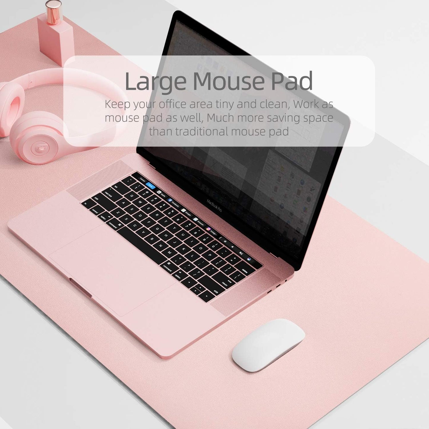 YSAGI Dual-Sided Desk Pad Protector, Desk Mat with Non-Slip - Waterproof PU Leather Office Desk Blotter for Mouse, Keyboard, Writing,31.5" x 15.7",Pink