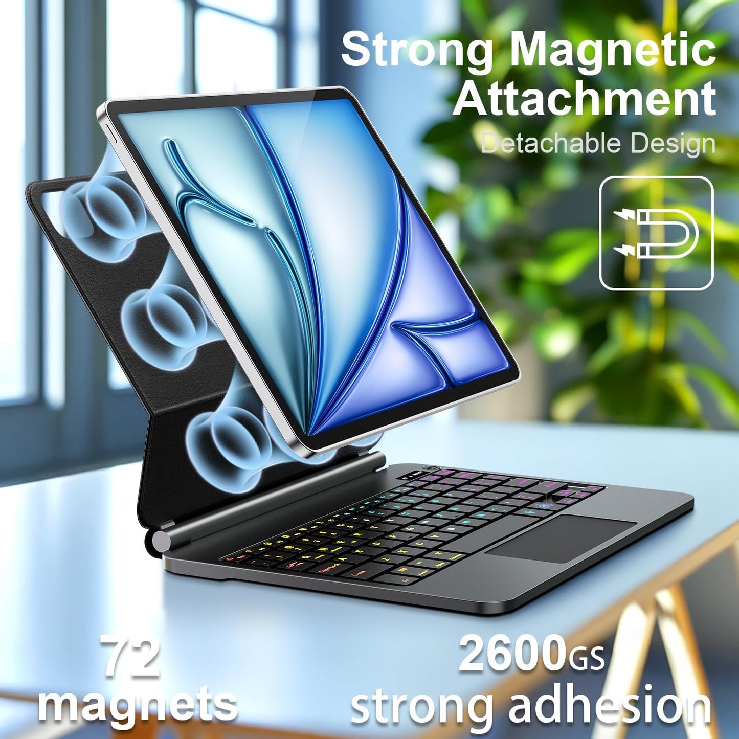 Keyboard Case for iPad Air 13 inch (M3 2025/M2, 2024),iPad Pro 12.9 inch (3/4/5/6th Gen),Magic-Style Magnetic – Floating Cantilever Stand – Backlit Keyboard Case with Multi-Touch Trackpad