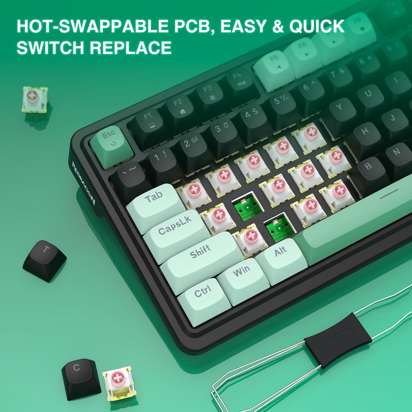 Redragon K686 HE Rapid Trigger Gaming Keyboard, 98 Keys 8K Wired Mechanical Keyboard w/ Next-Gen UltraMag 100% POM Silky Magnetic Switch, Dual-Module Floating Patent Structure Design, 2-Layer Noise Dampening