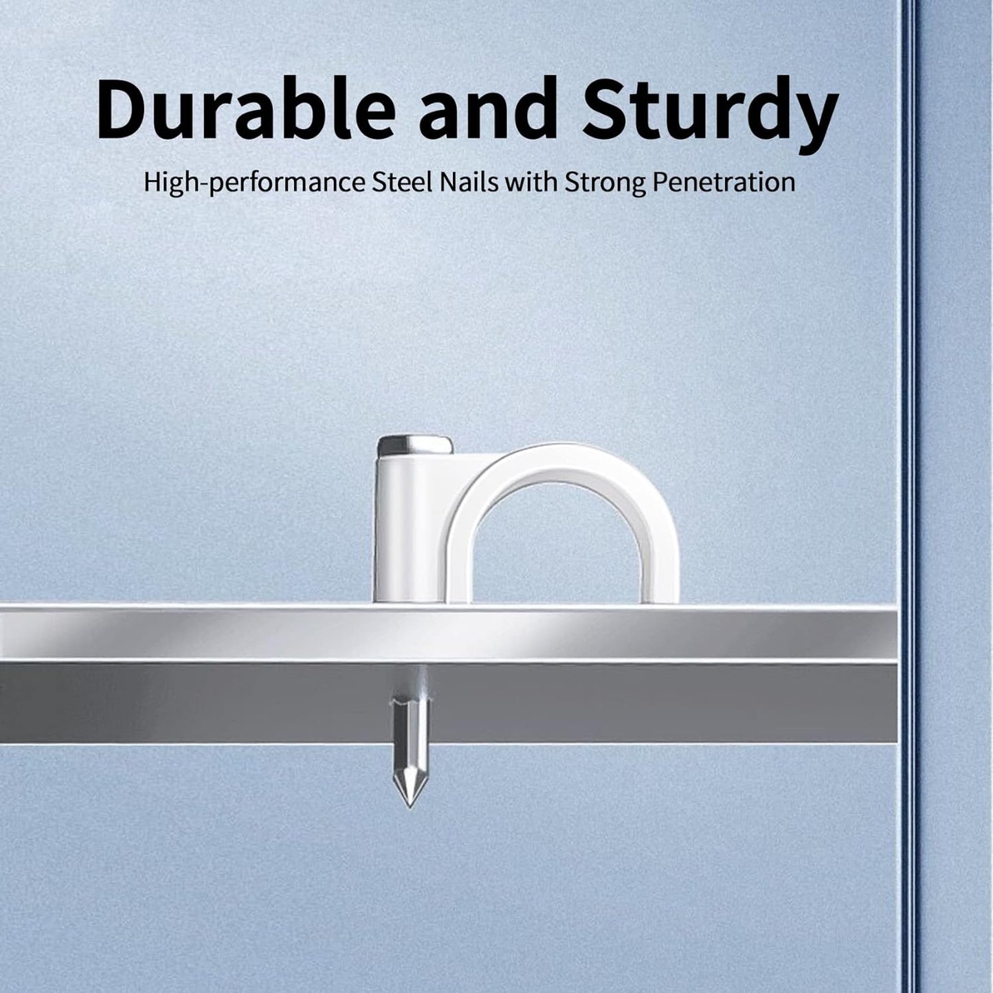 Cable Clips, 100 Pcs, 8mm, Wire Wall Clips with Steel Nails, Cable Management Organizer Clips, Cable Tacks Coax Holder Clips, RG6 RG59 CAT6 RJ45 Cable Cord Clips, White