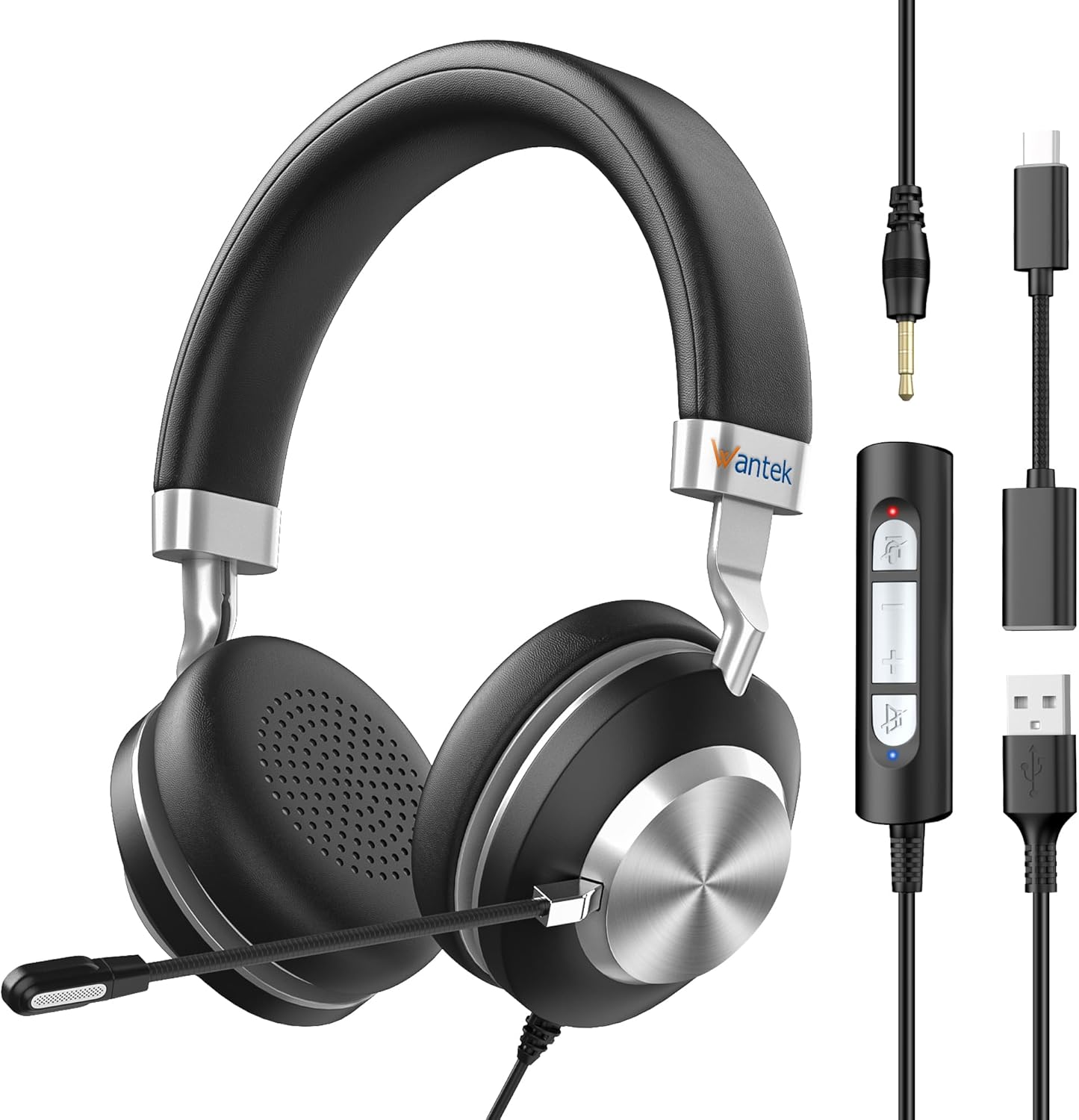 Headset wtih Mic, USB Headset with Microphone for PC, Computer Headset with Noise Canceling Microphone with Mute for Work Home Office Online Skype Zoom Meetings