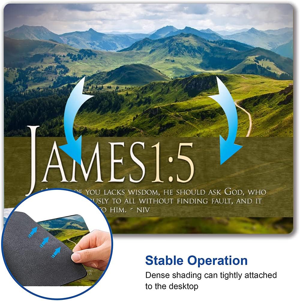 Mouse Pad, Mountains Mouse Pad Custom Design, Square Waterproof Mouse Pad Non-Slip Rubber Base MousePads for Office Laptop, 9.5"x7.9"x0.12" Inch(Bible Verse)
