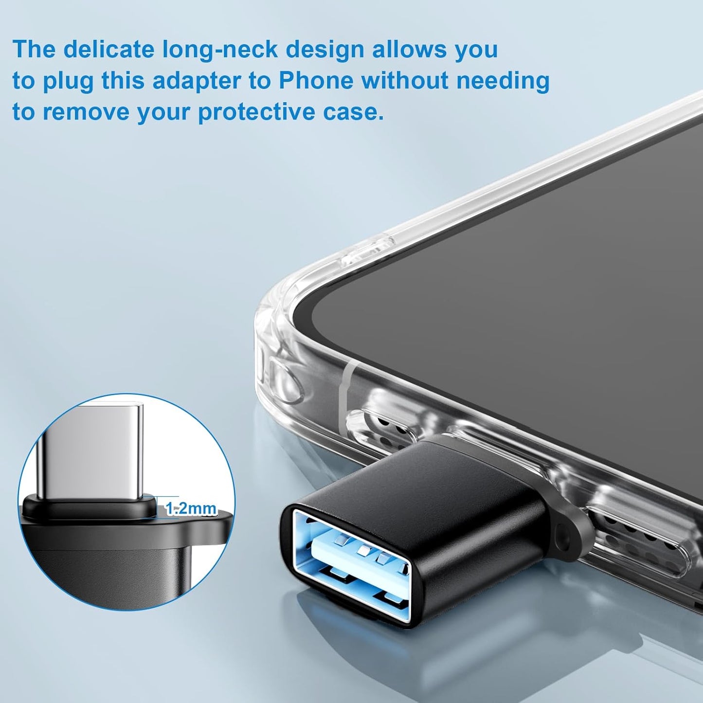 USB C to USB A Adapter 6 Pack,USBC to USB Adapter,TypeC Male USBA Female 3.0 Adaptor,USBC OTG Adapters for iPhone 16 15,MacBook Pro,iPad,Samsung Galaxy,Black