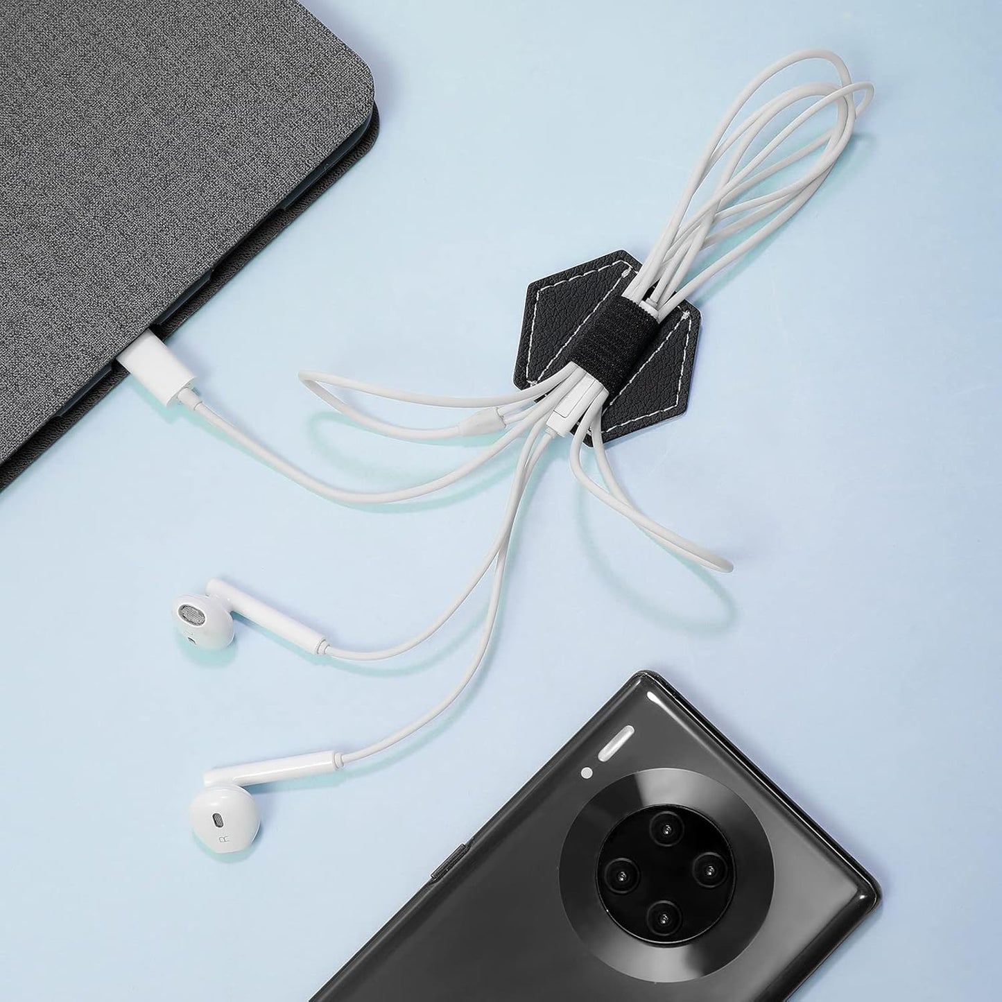 Pajean 10 Pieces Notebook Pen Loop Holder Self Adhesive Leather Pen Holder for Notebook, Hexagon Elastic Loop Designed for Notebooks,journals,calendars,planners,tablet Case Office