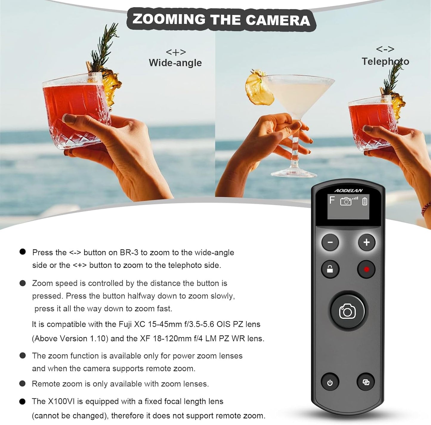for FUIIFILM Camera Wireless Remote Control,Rechargeable Shutter Release with OLED Screen for Fuji X-T30 II, X-S10, X100VI, X-H2S, X-H2, X-T5, X-T4, X-T3, X-S20, X-T50, X-T30, X-M5, X-E5, X Half