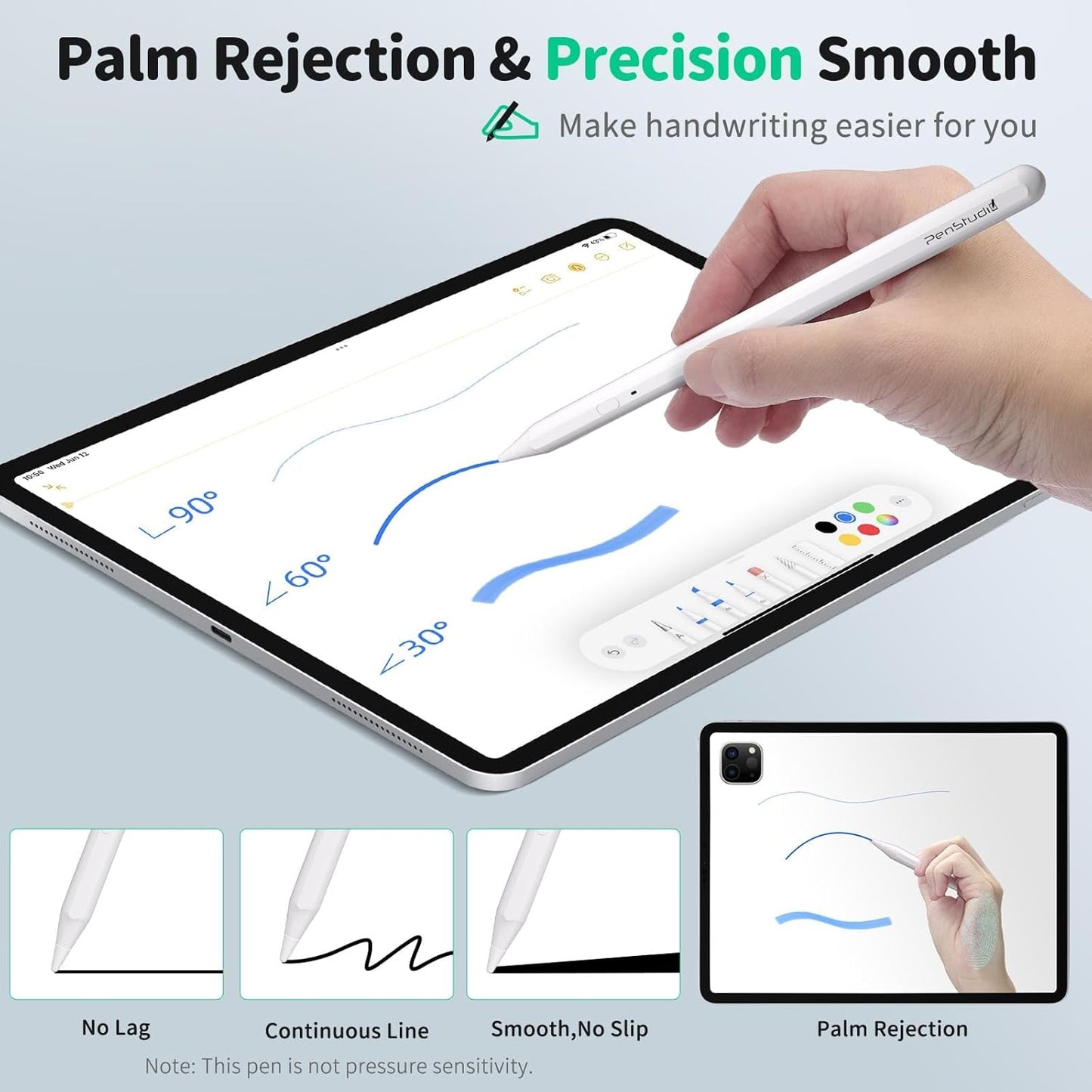 PS1-Pro Stylus Pen for Apple iPad 2018-2025|Faster Charge Custom Shortcuts Pixel-Perfect with Metal Chrome Tip|Pencil for iPad 11th & 10th Generation, Pro 11"/12.9"/M4, Air 3/4/5/M2/M3, mini 5/6th Gen