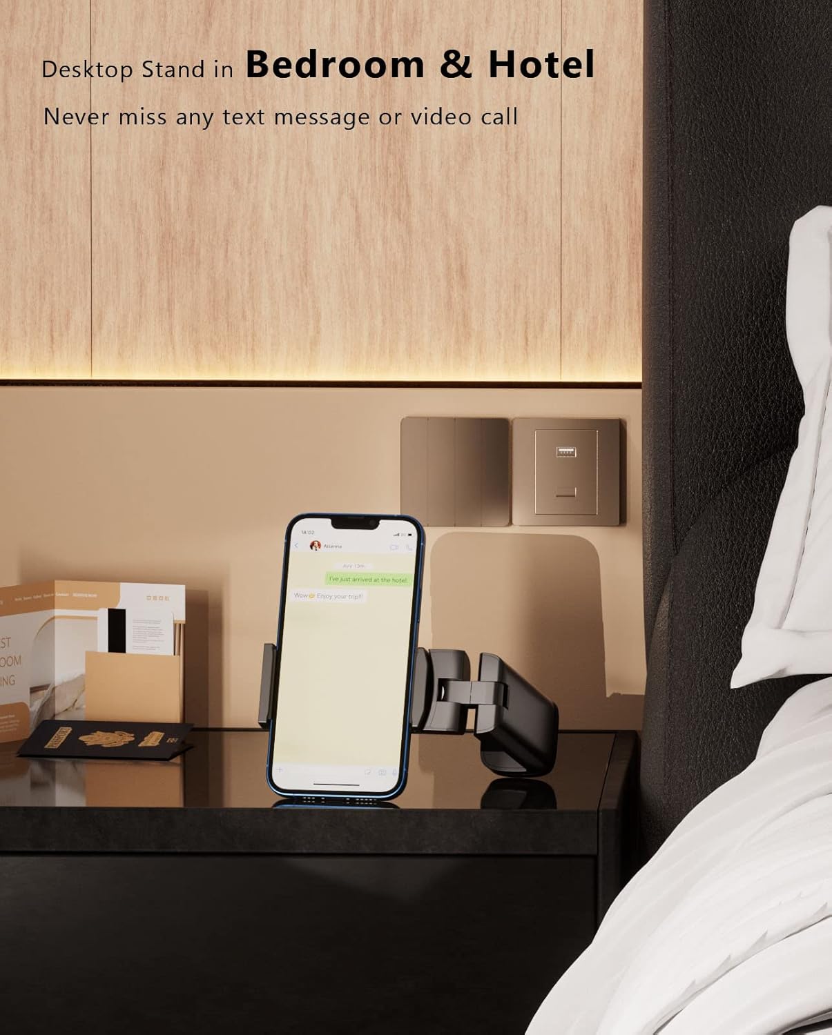 MiiKARE Airplane Travel Essentials Phone Holder, Universal Handsfree Phone Mount for Flying with 360 Degree Rotation, Accessory for Airplane, Travel Must Haves Phone Stand for Desk, Tray Table, Pro