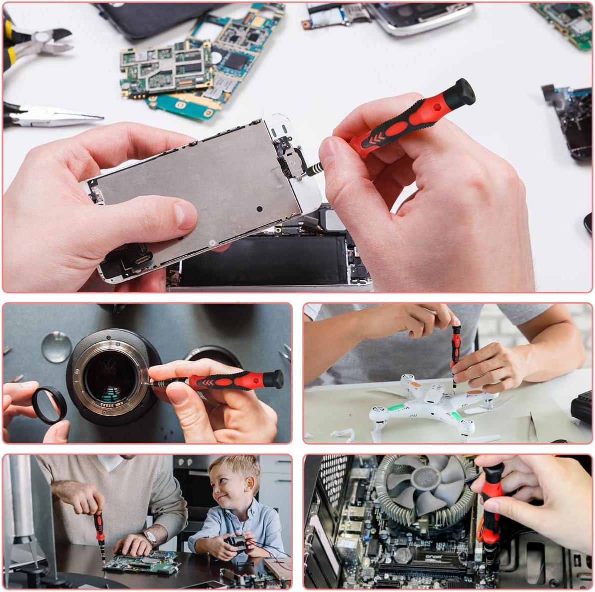 SHARDEN Precision Screwdriver Set, 122 in 1 Electronics Magnetic Repair Tool Kit with Case for Repair Computer, iPhone, PC, Cellphone, Laptop, Nintendo, PS4, Game Console, Watch, Glasses etc (Red)