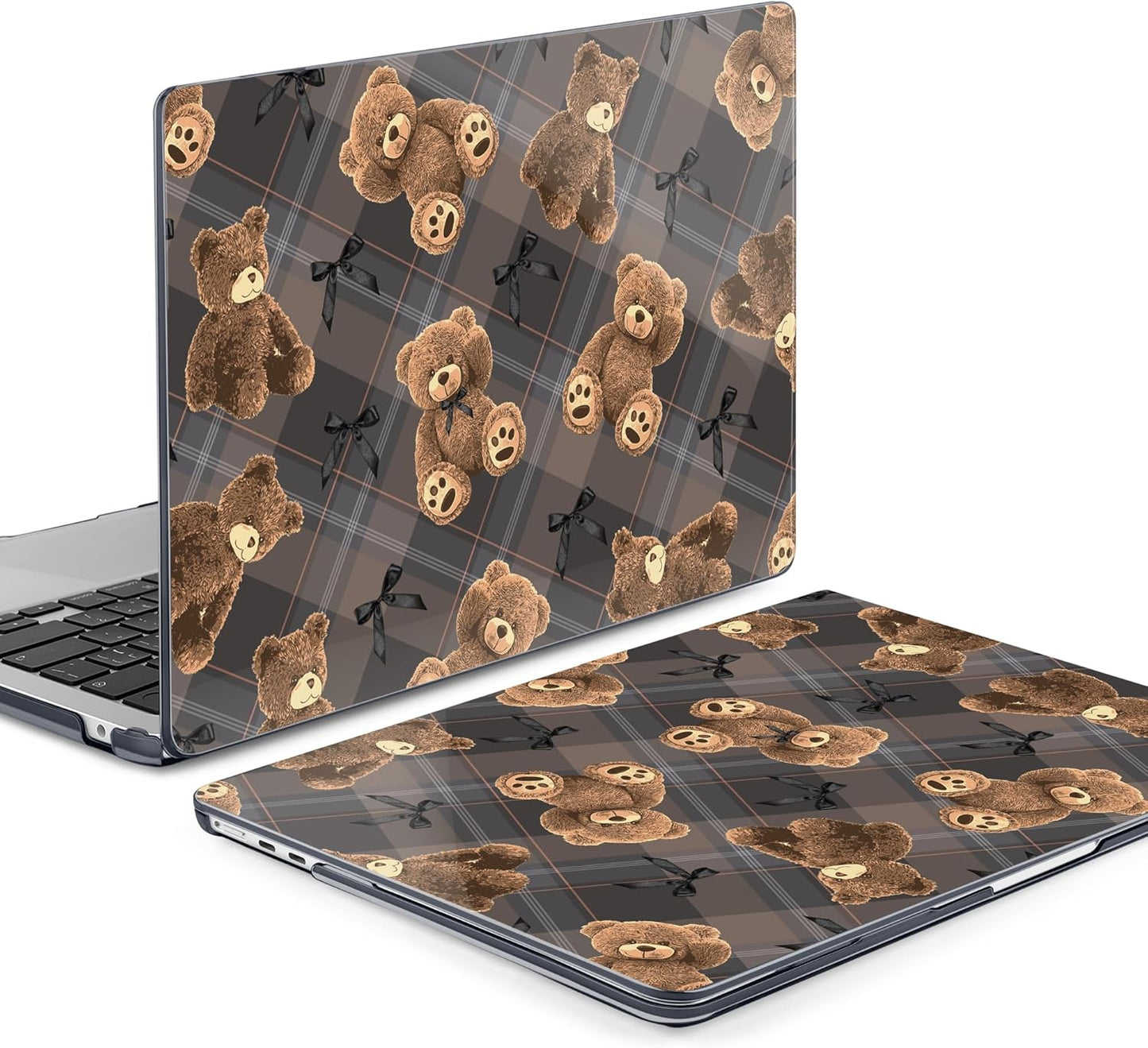 MEEgoodo Case for M4/M3/M2 MacBook Air 13.6 inch Case 2025 2024 2022, Fit Model A3240/A3113/A2681, Laptop Hard Shell with Keyboard Cover Compatible with MacBook Air 13 inch, Cute Little Bear