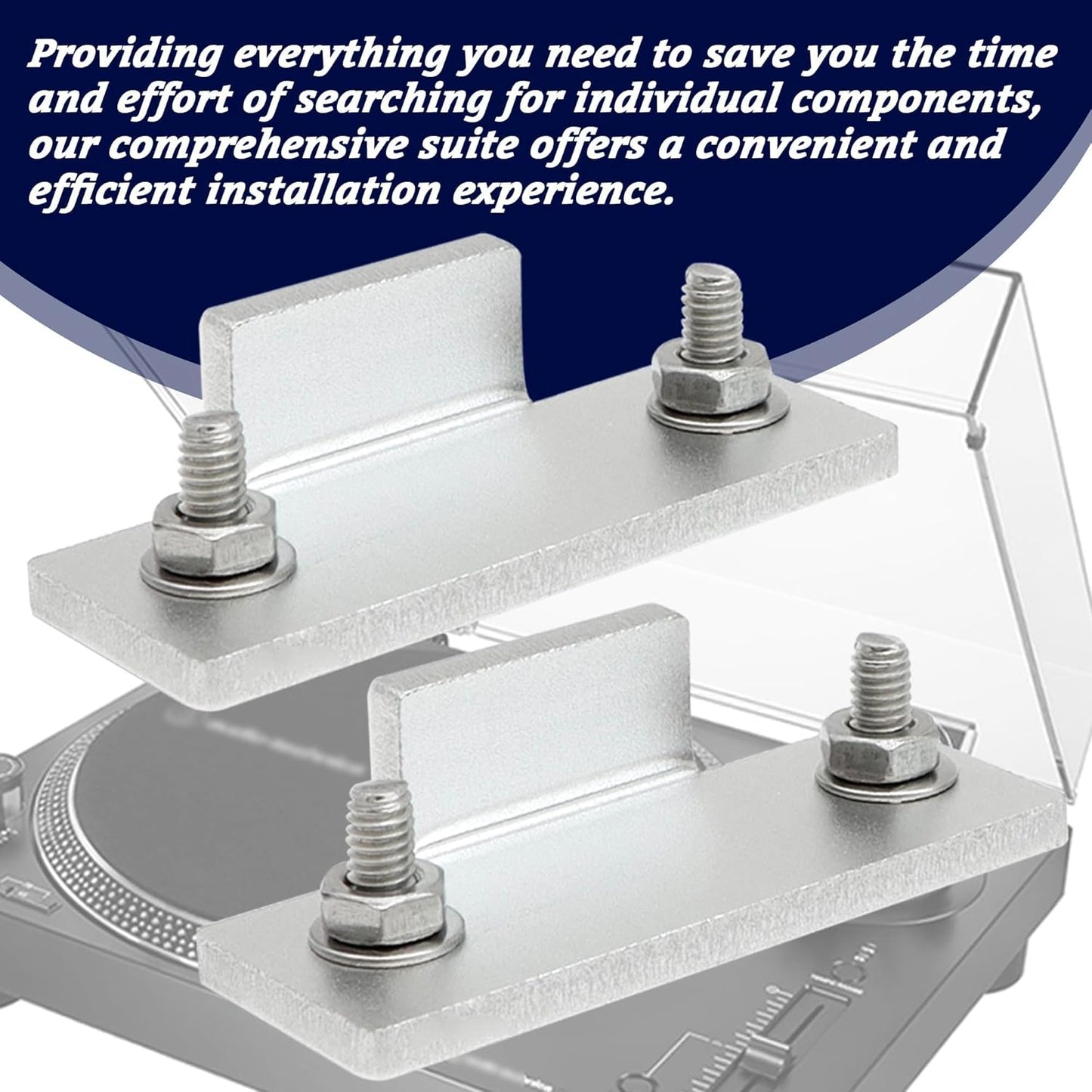 Turntable Dust Cover Hinges - Repair Tabs and Hinge Brackets for Technics SL-D2 3200 B2 Q2 D3 - Includes 2-Brackets, 4-Screws, 4-Washers, and 4-Nuts - Easy Installation for Turntable Dust Cover Repair