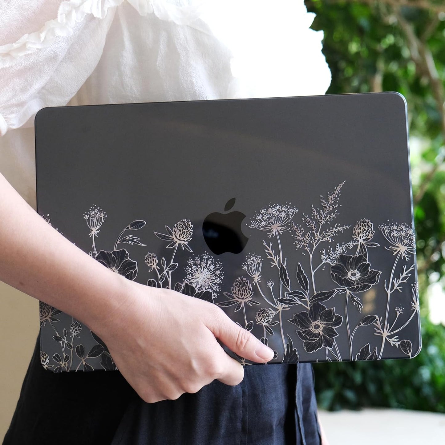 MEEgoodo Case for M4/M3/M2 MacBook Air 13.6 inch Case 2025 2024 2022, Fit Model A3240/A3113/A2681, Laptop Hard Shell with Keyboard Cover Compatible with MacBook Air 13 inch, Golden Flowers & Herbs