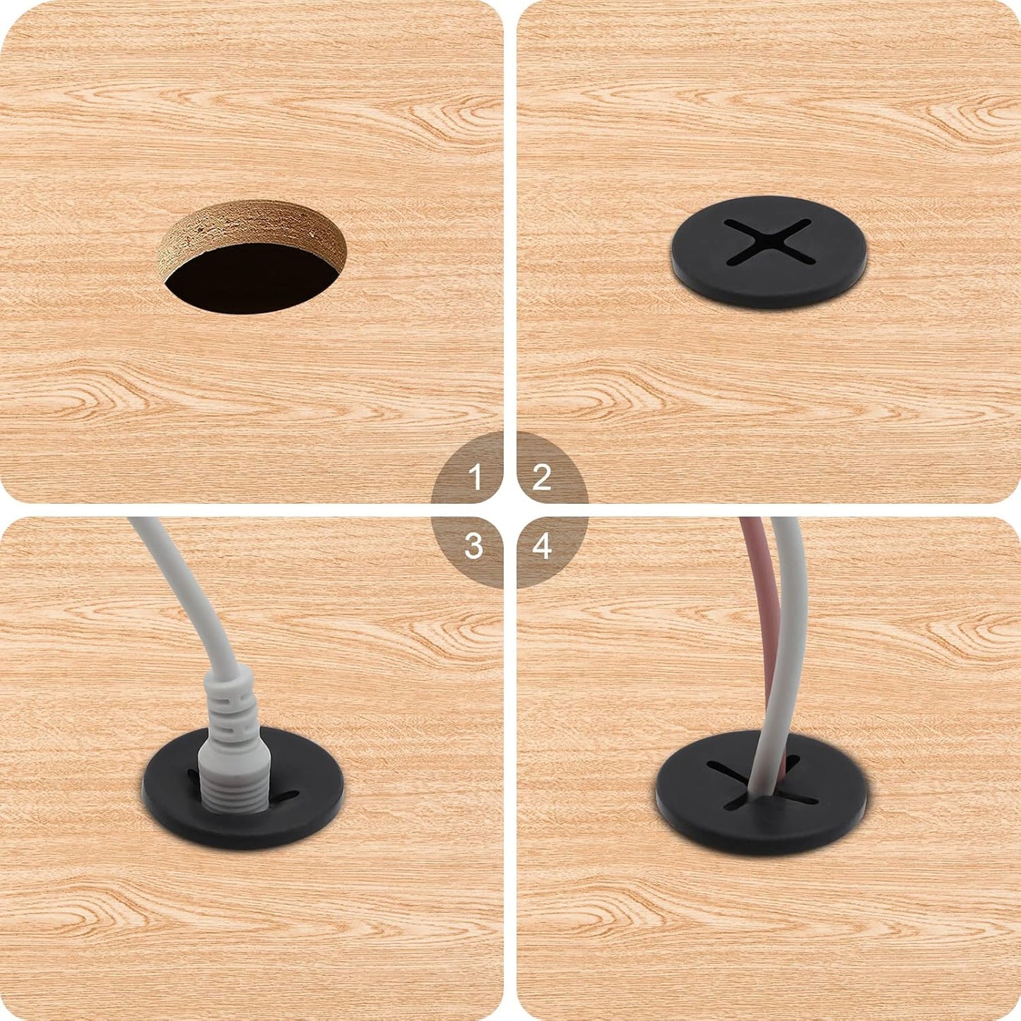 Desk Grommet, 3/4 Inch Flexible Rubber Grommets, Silicone Cable Cord Grommet Wire Hole Cover for Desk, Table and Other Furnitures(12Pack)