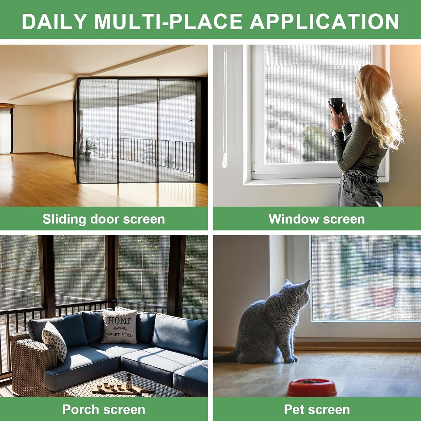 Window Screen Repair Kit, Screen Door Repair Kit, 0.125"X100' Screen Spline for Window Screen, 5 in 1 Screen Replacement Kit, Screen Roller Tool Round Retainer Spline Removal Hook Ruler Cutter