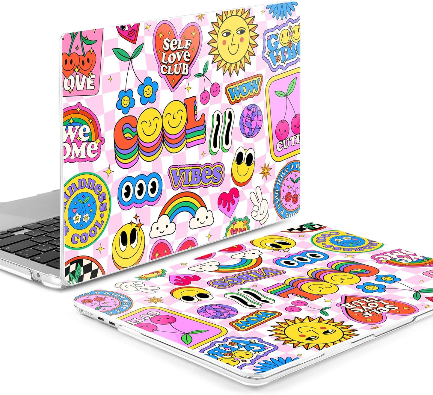 MEEgoodo Case for M4/M3/M2 MacBook Air 13.6 inch Case 2025 2024 2022, Fit Model A3240/A3113/A2681, Laptop Hard Shell with Keyboard Cover Compatible with MacBook Air 13 inch, Pattern Stickers