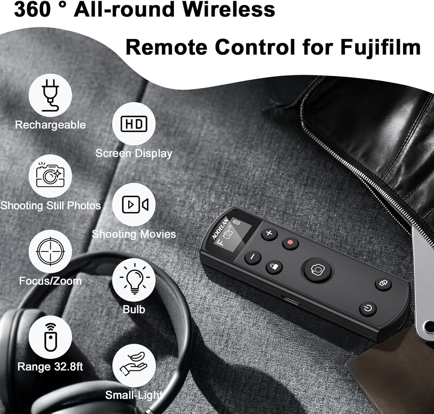 for Fujifilm Rechargeable Camera Remote Control Wireless Shutter Release Compatiable with Fuji X-T30 II, X-S10, X100VI, X-H2S, X-H2, X-T5, X-T4, X-T3, X-S20, X-T50, X-T30, X-M5, X-E5, X Half(Black)