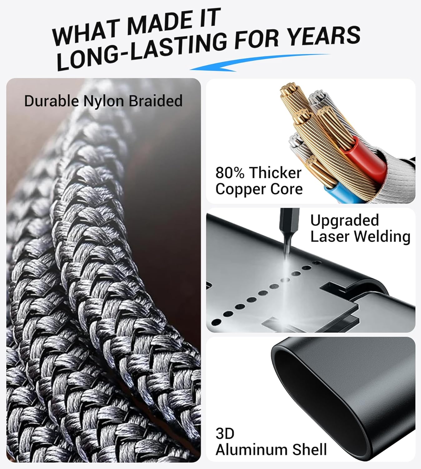 Temdan for Travel Vacation Essentials,3 in 2 USB C Cable for Apple Watch Charger/iPhone 16 Charger/Lightning,Multi Charging Cable Cord,Camping Essentials,Designed for iWatch &iPhone 16-12-4FT Black